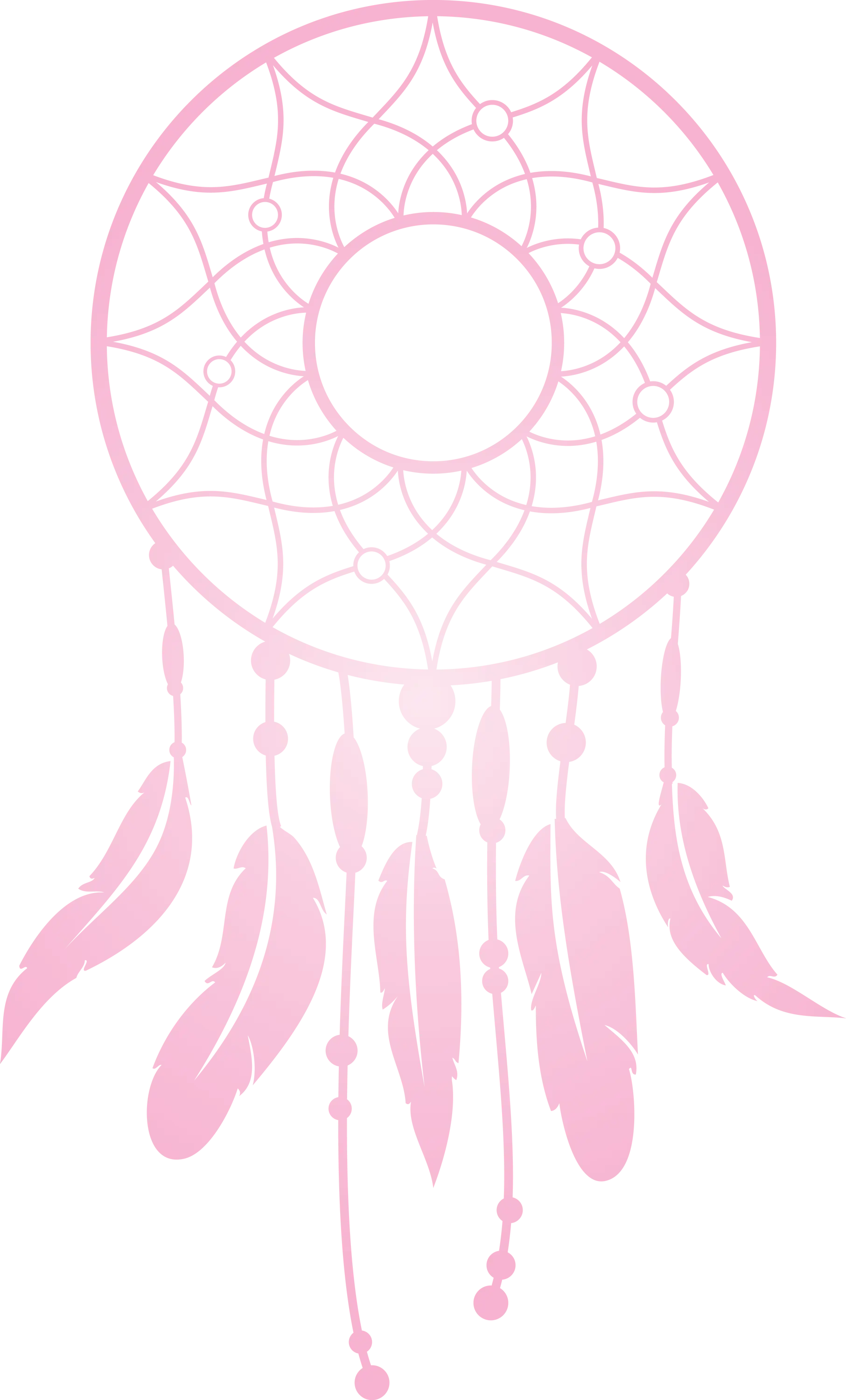 Pink Dreamcatcher Illustration with Feathers