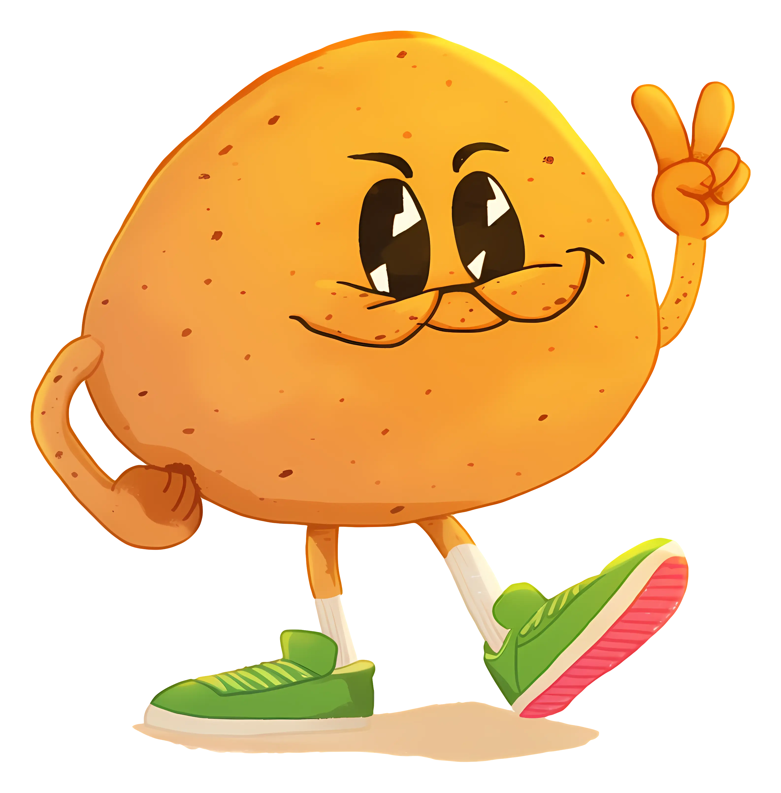 Smiling Cartoon Potato with Shoes