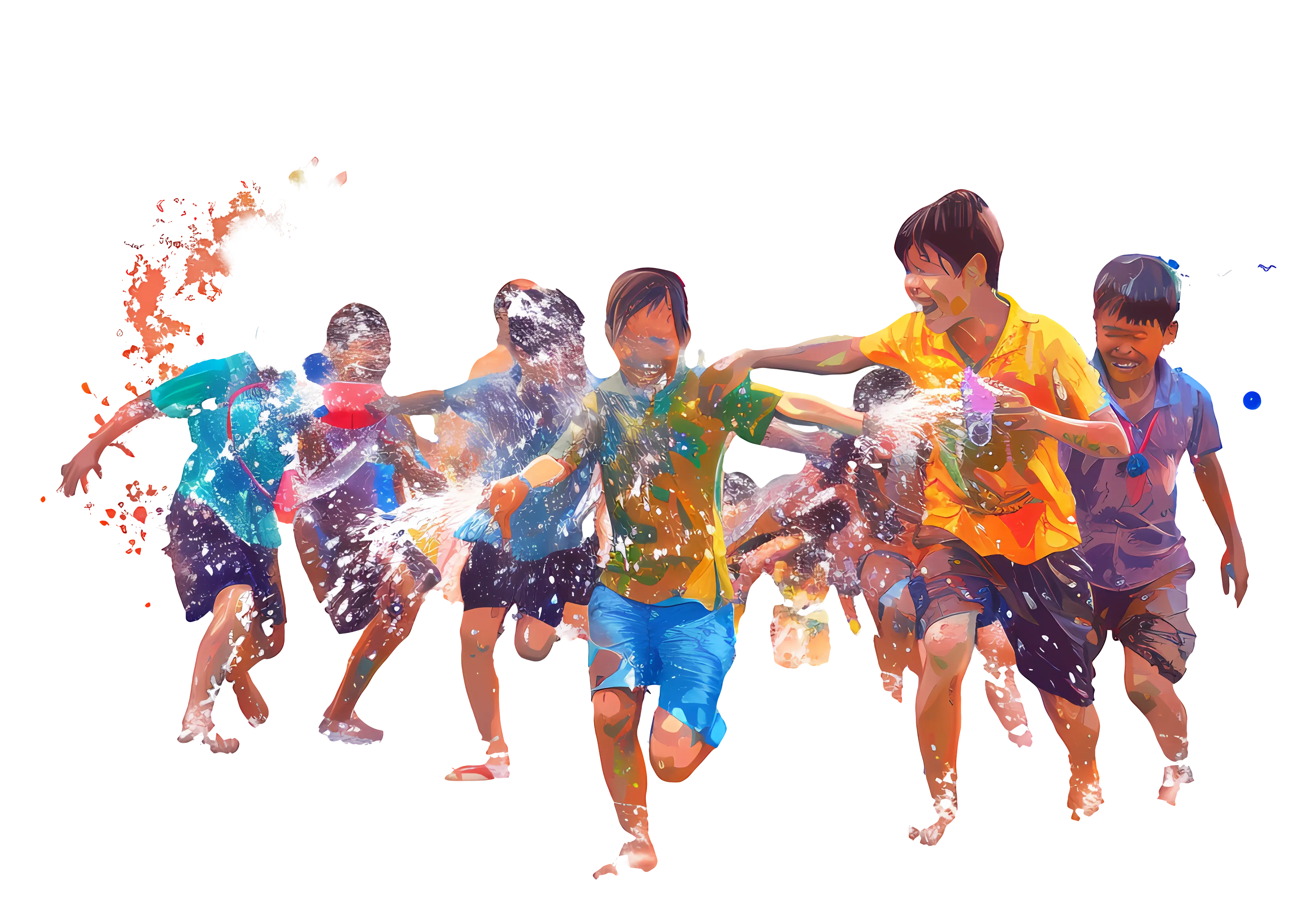 Children Playing with Water Outdoors