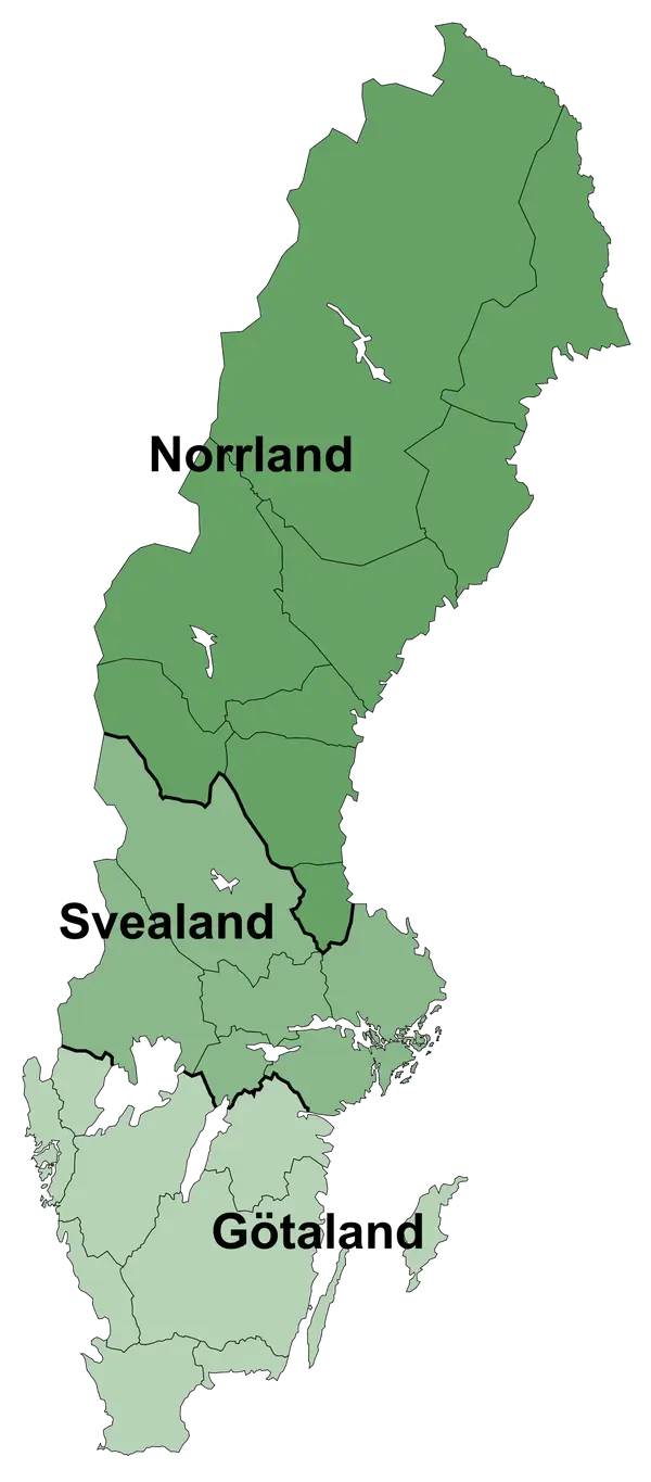 Map of Sweden with Regions