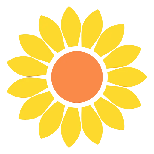 Yellow Sunflower Illustration with Orange Center