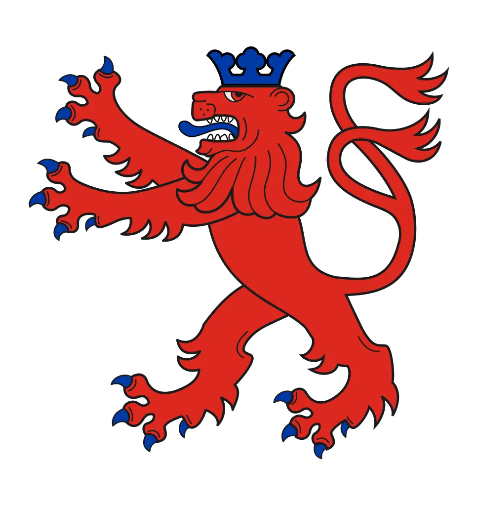 Red Lion with Crown Heraldic Symbol