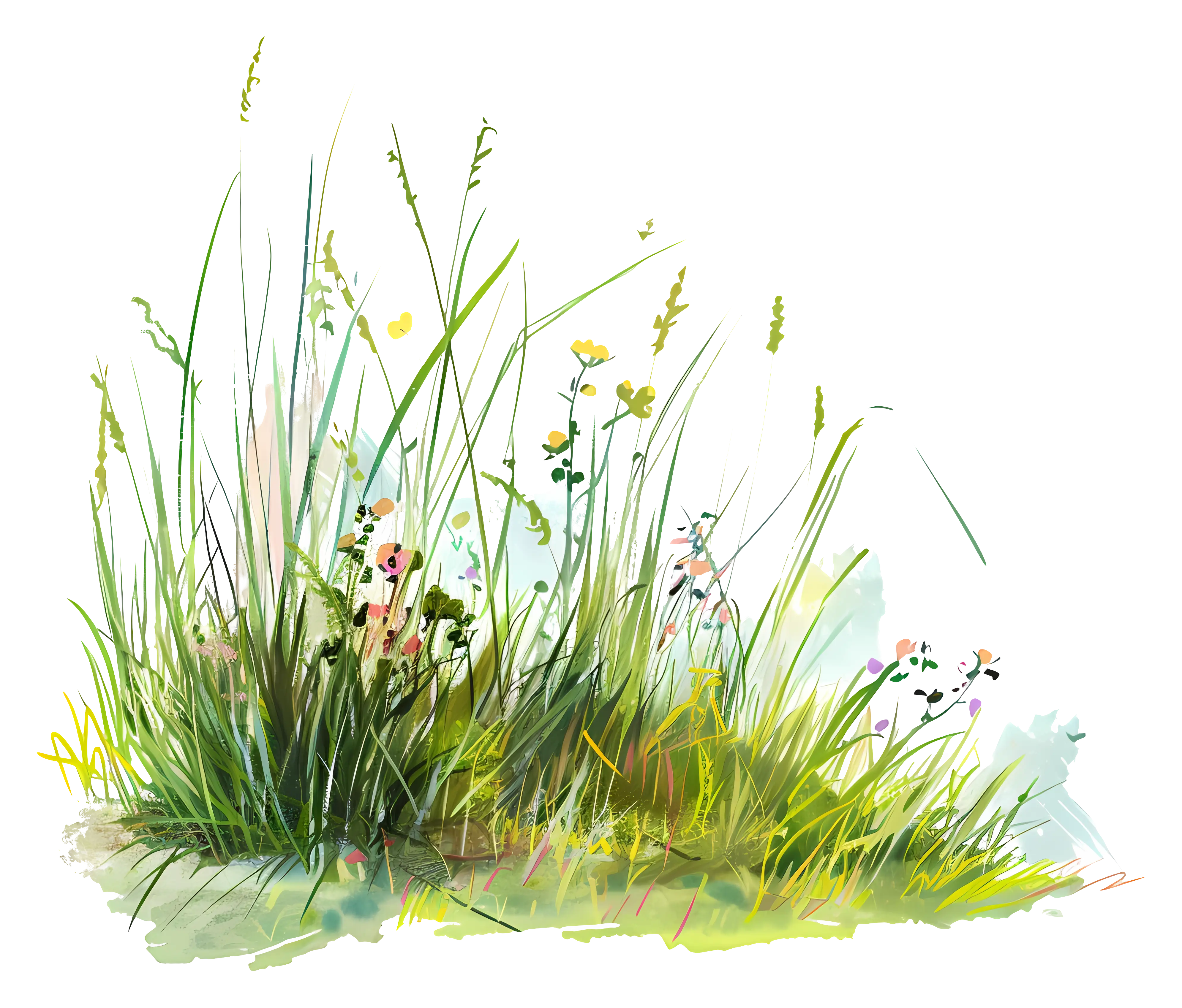 Green Grass and Wildflower Patch Illustration
