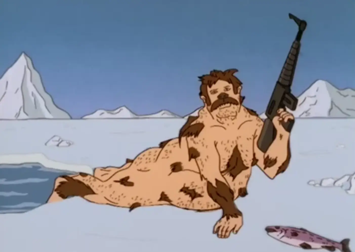 Cartoon Walrus with Weapon