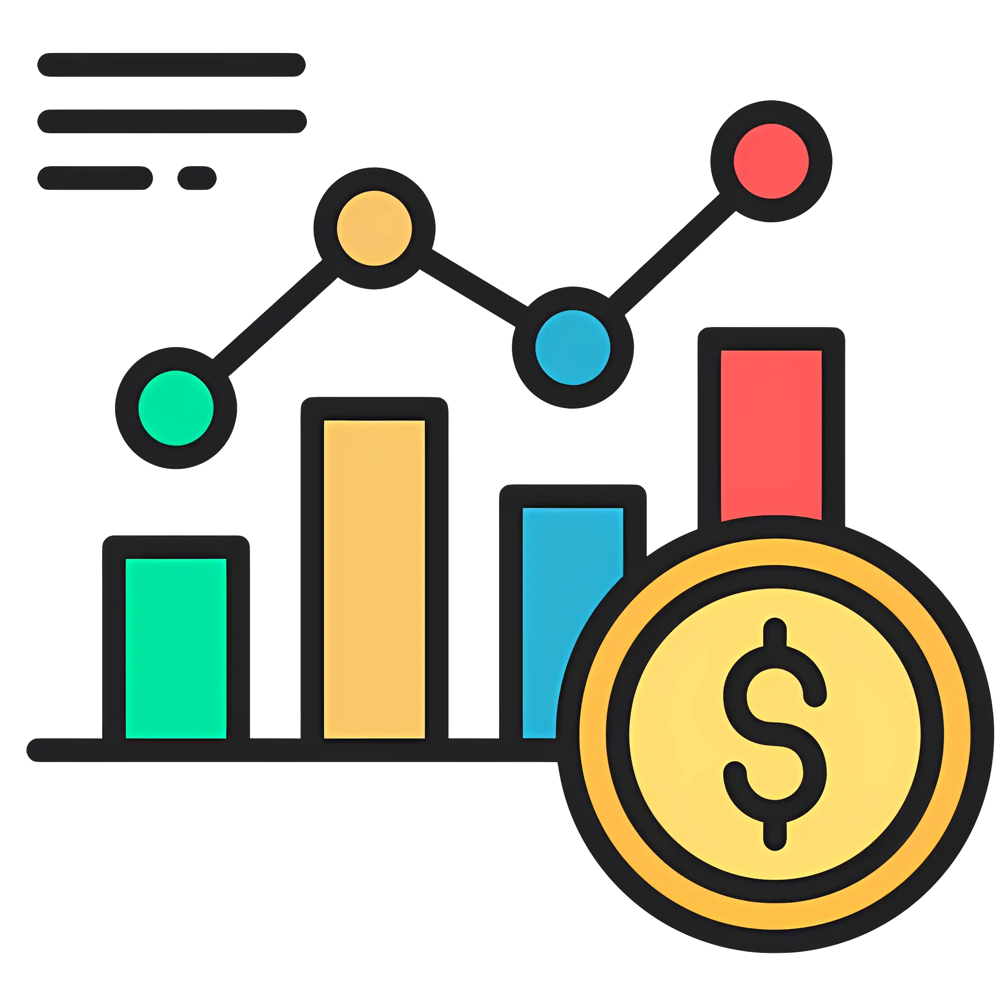 Bar Graph and Dollar Icon for Financial Overview