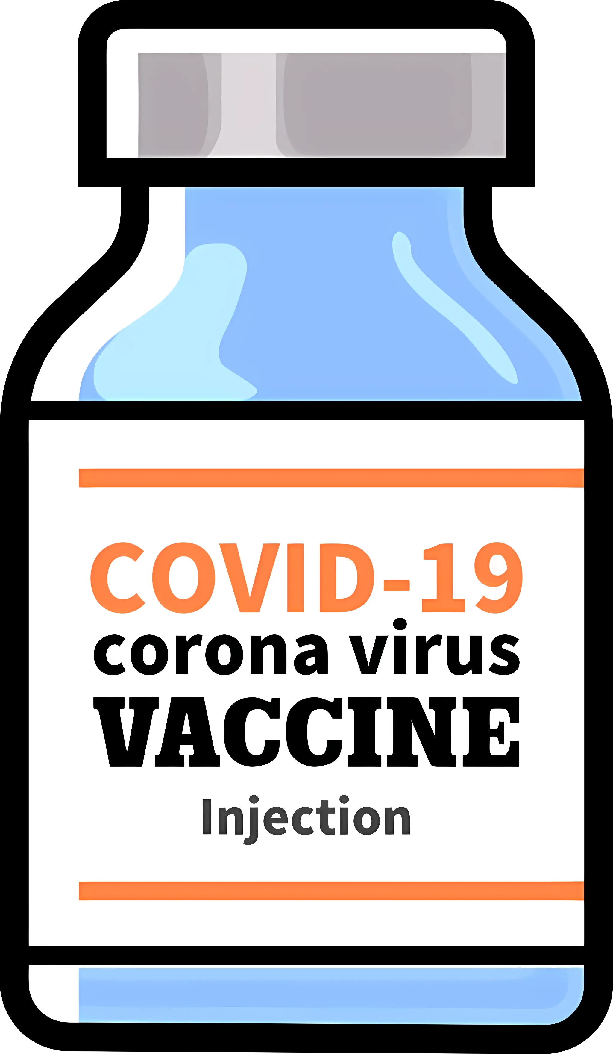 COVID-19 Vaccine Bottle Illustration with Text Labels