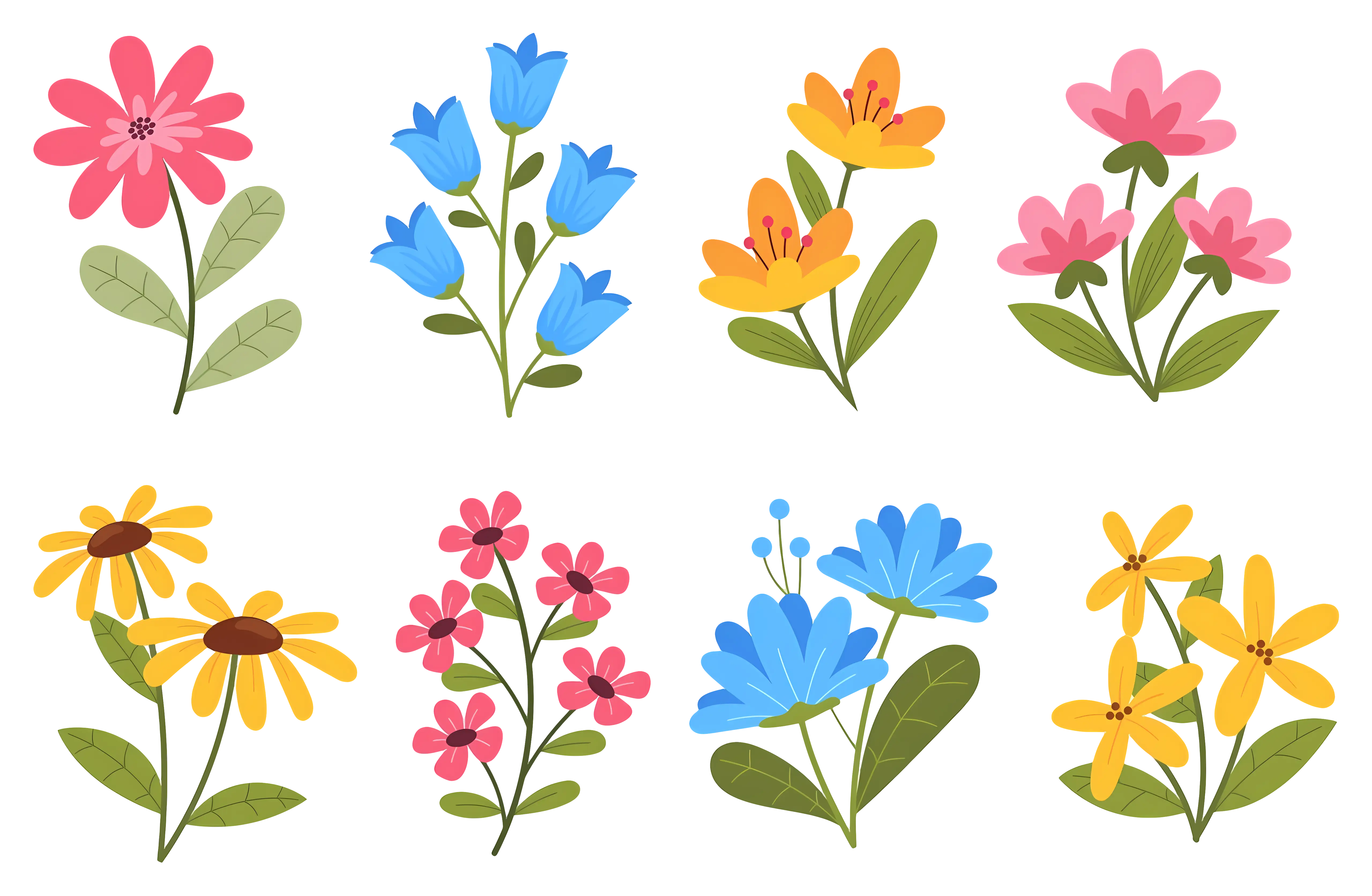 Cute and Colorful Flower Illustrations