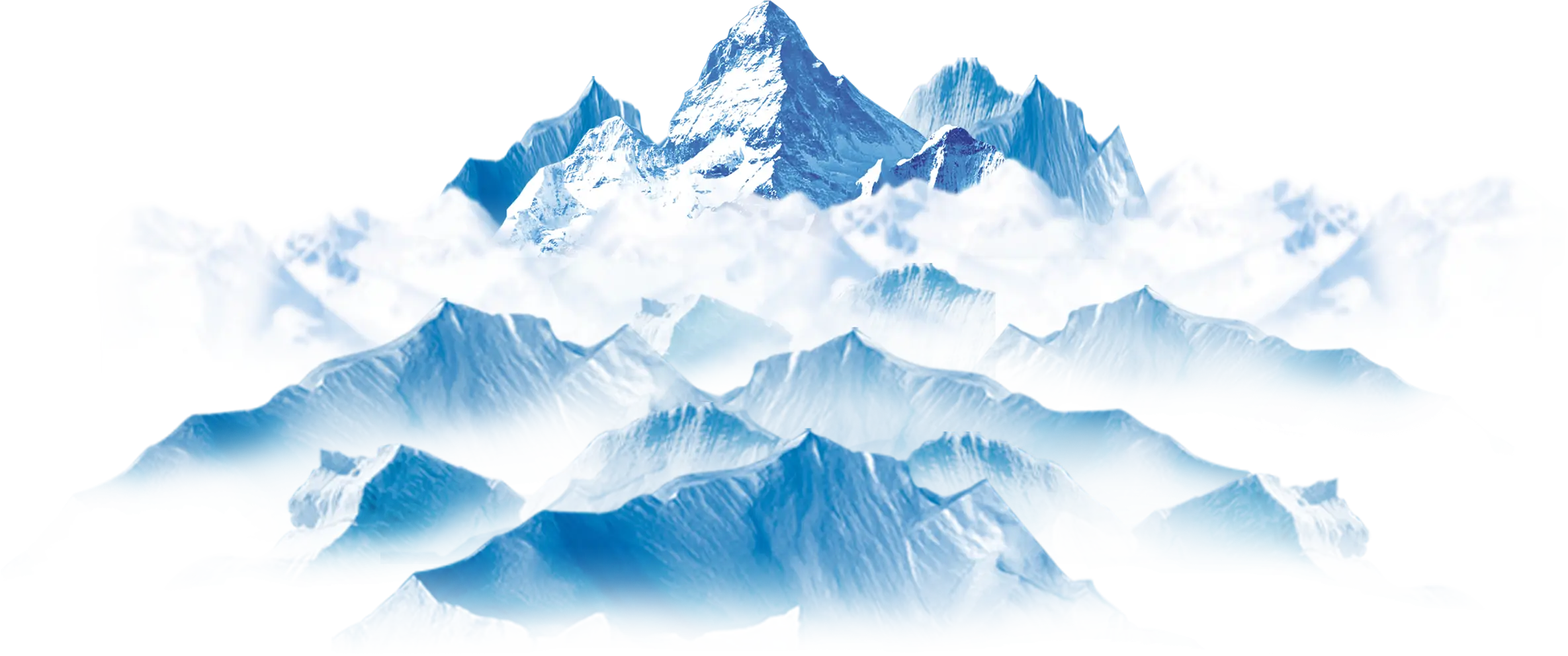 Beautiful Snowy Mountain Peaks in Blue Tones