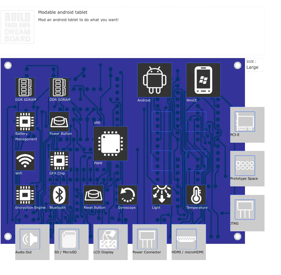 Blue Circuit Board Design with Technology Symbols