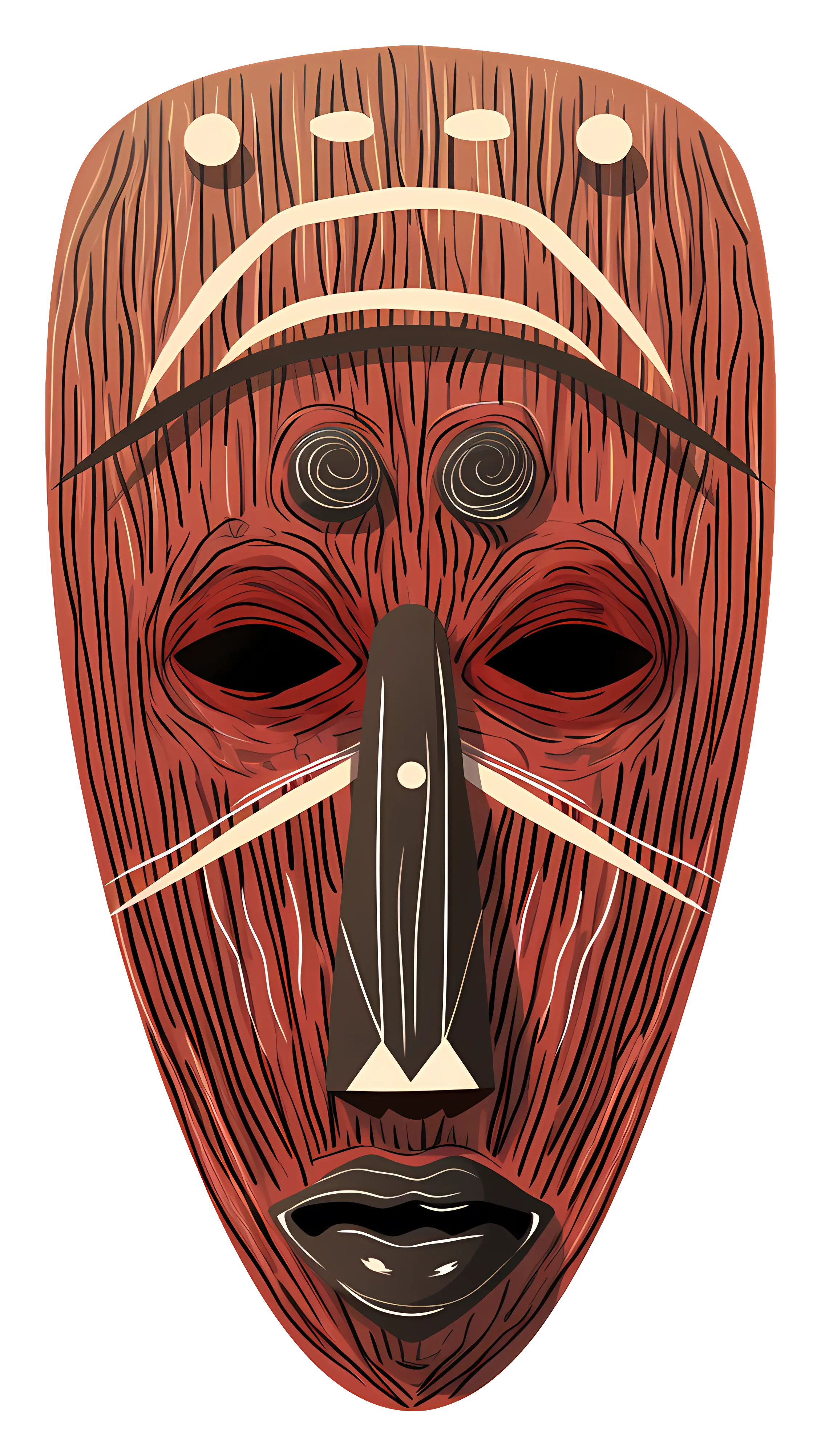 Wooden Tribal Mask Illustration