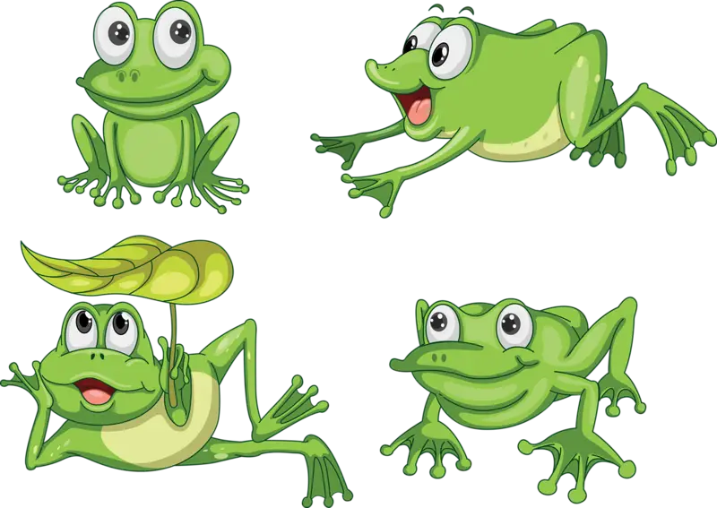 Playful Cartoon Frogs in Different Poses