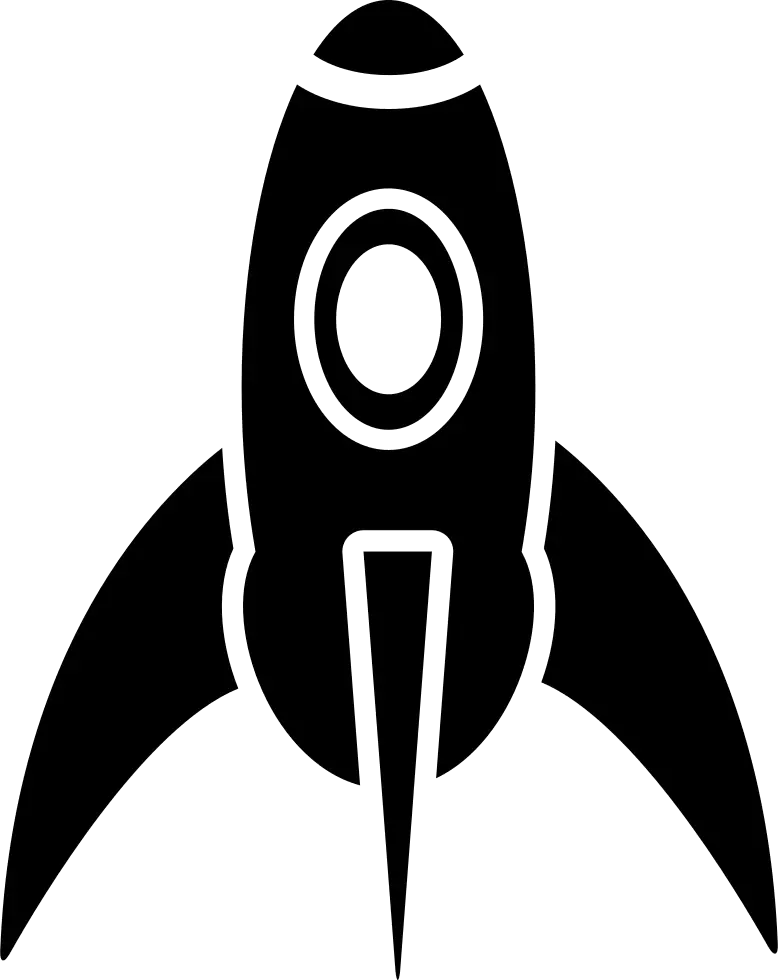 Black Rocket Icon for Space Exploration
