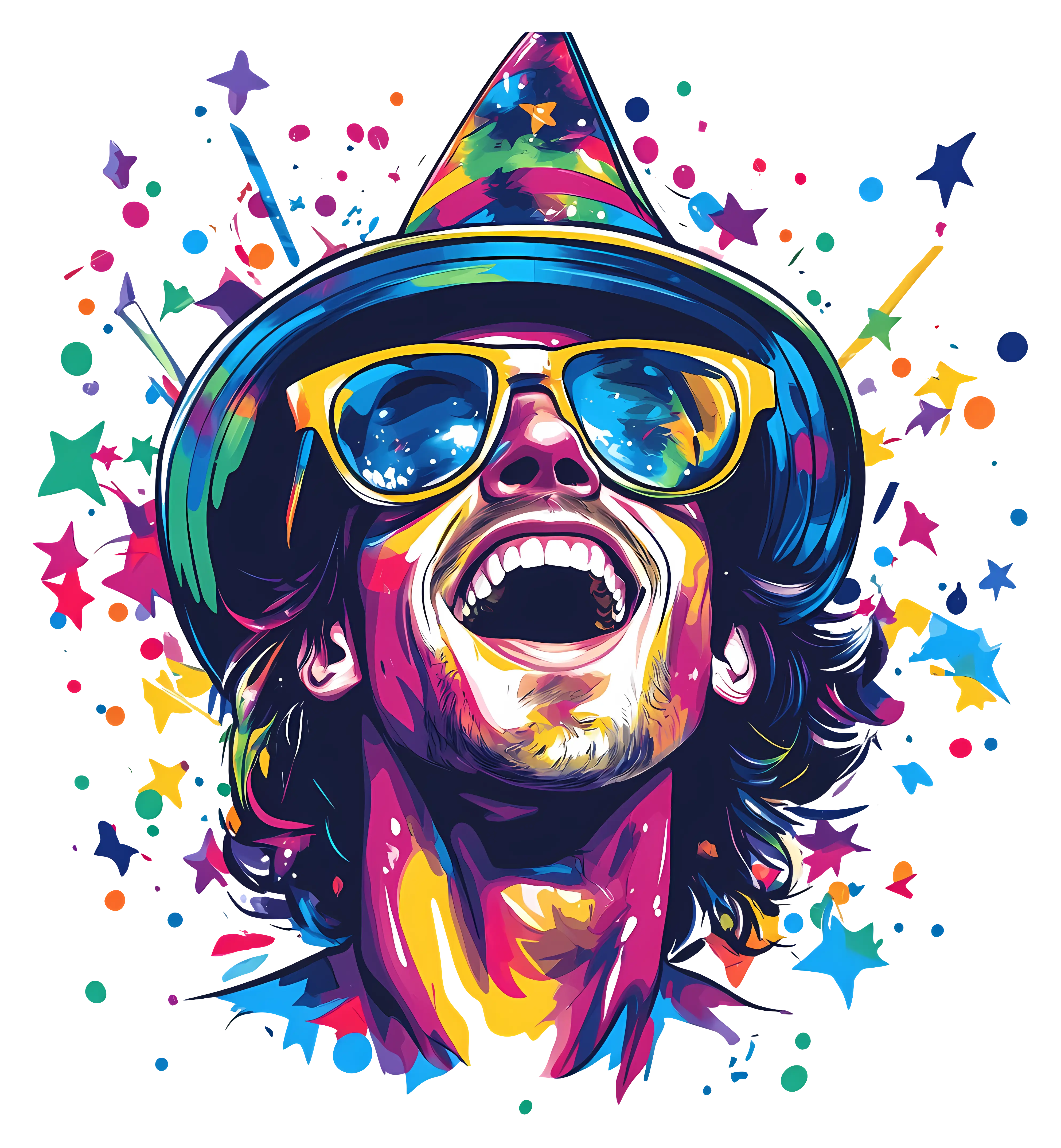 Colorful Man with Hat and Sunglasses