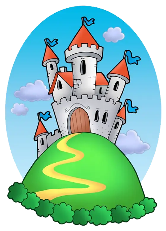 Cartoon Castle and Hill in Fantasy Style