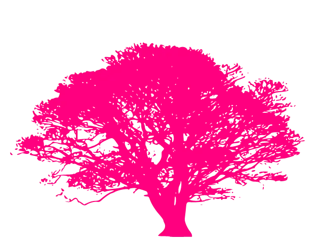 Pink Tree Silhouette on Transparent Background