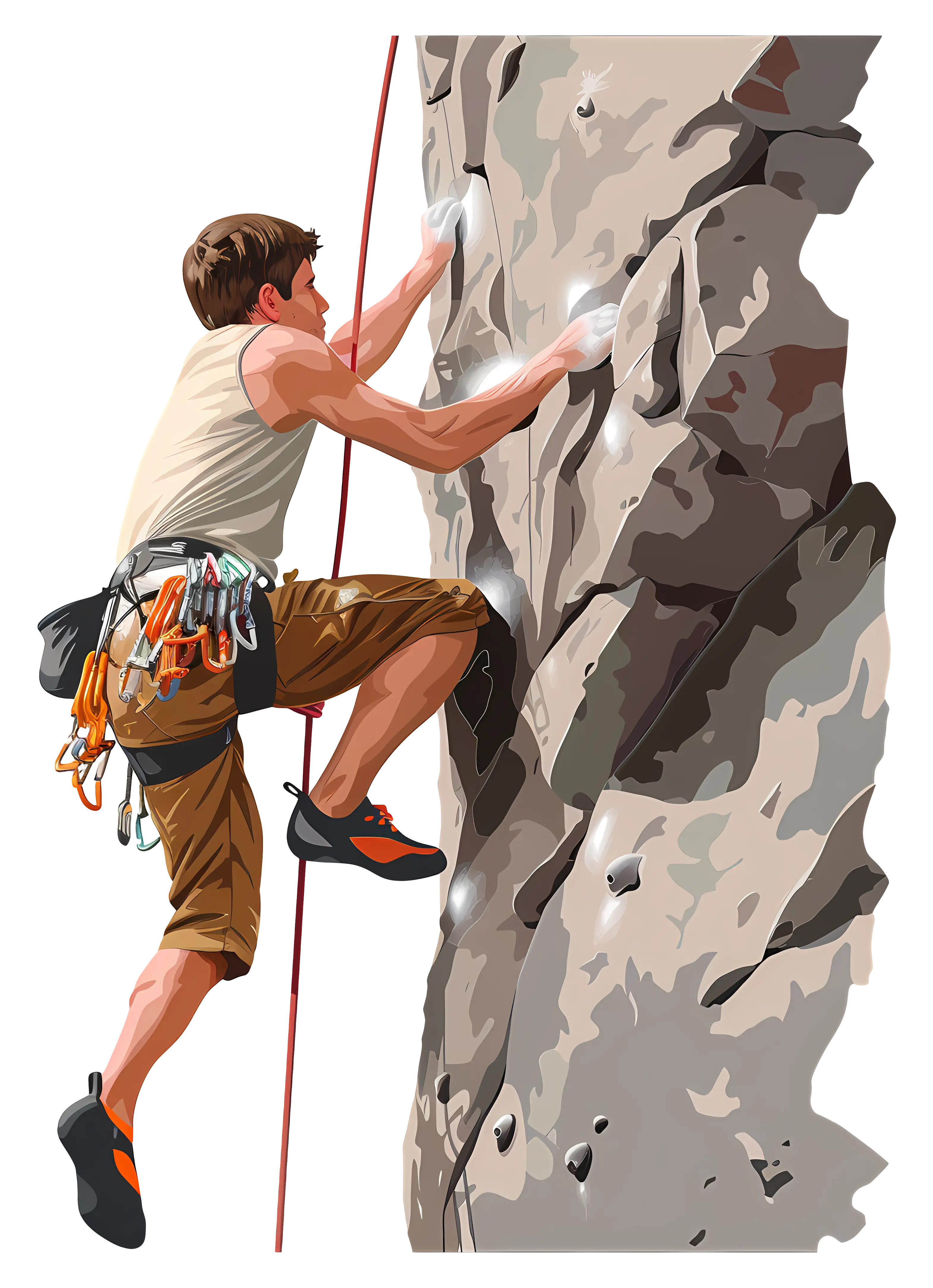 Rock Climber on a Steep Cliff