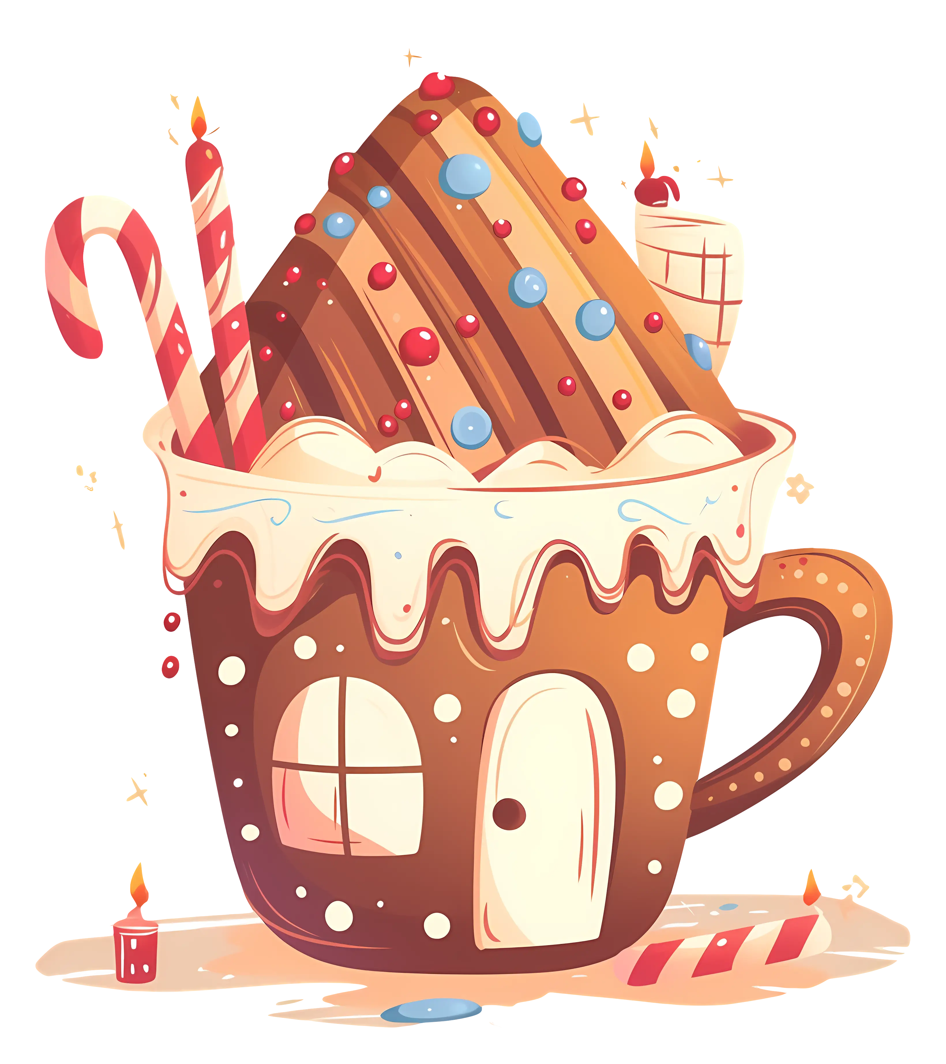 Small Cute Doodle House in a Cup