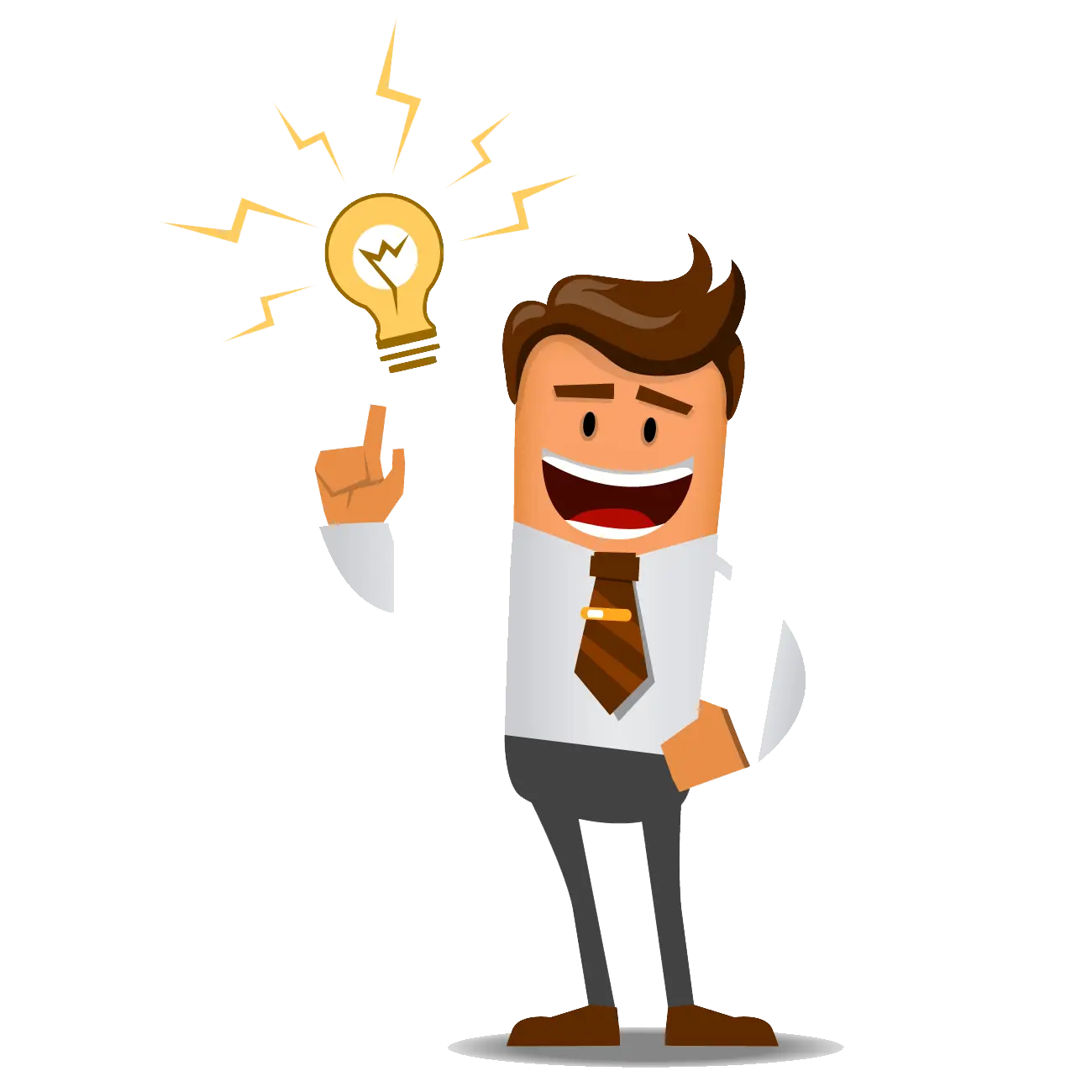 Cartoon Businessman with Idea Lightbulb