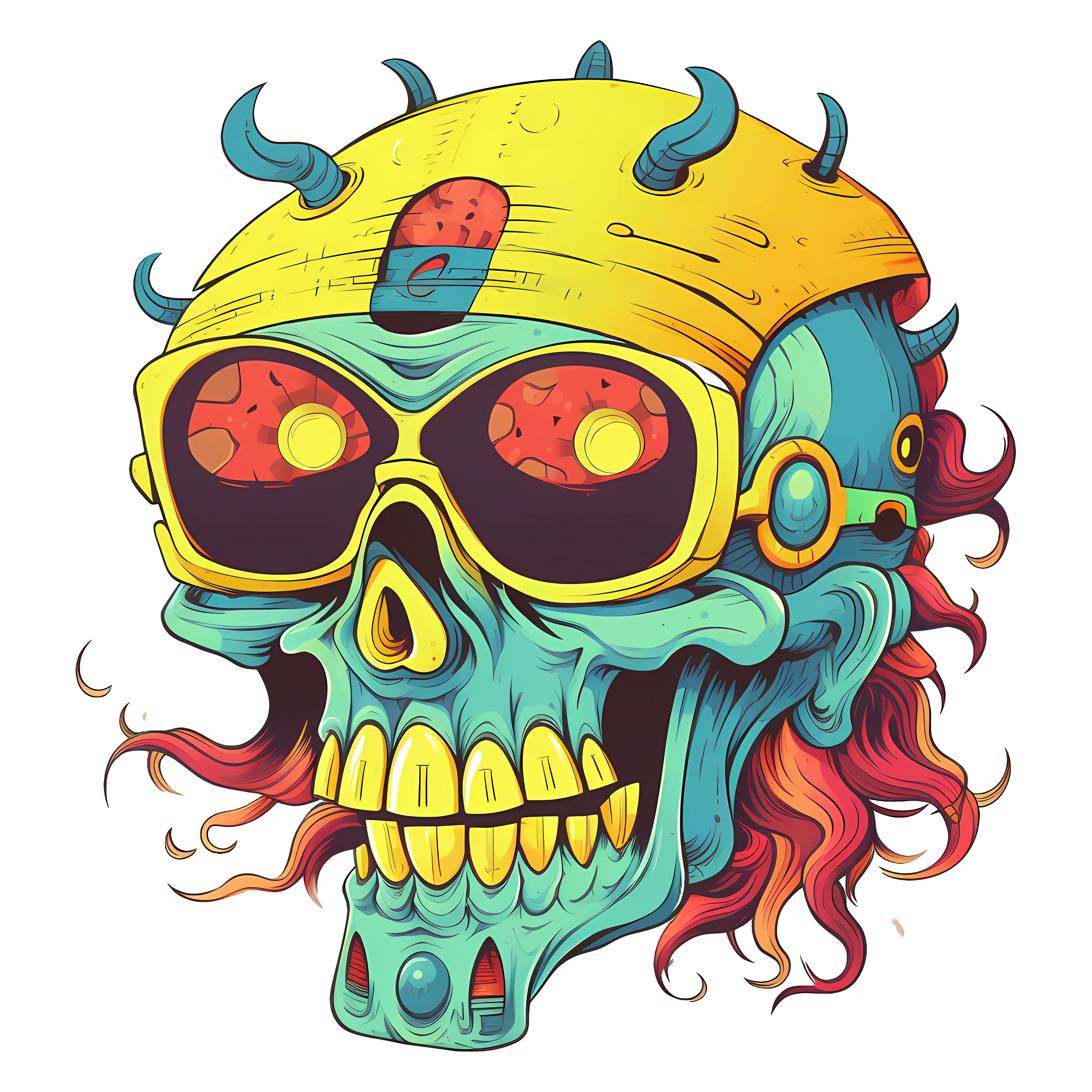 Cyberpunk Skull with Neon Helmet