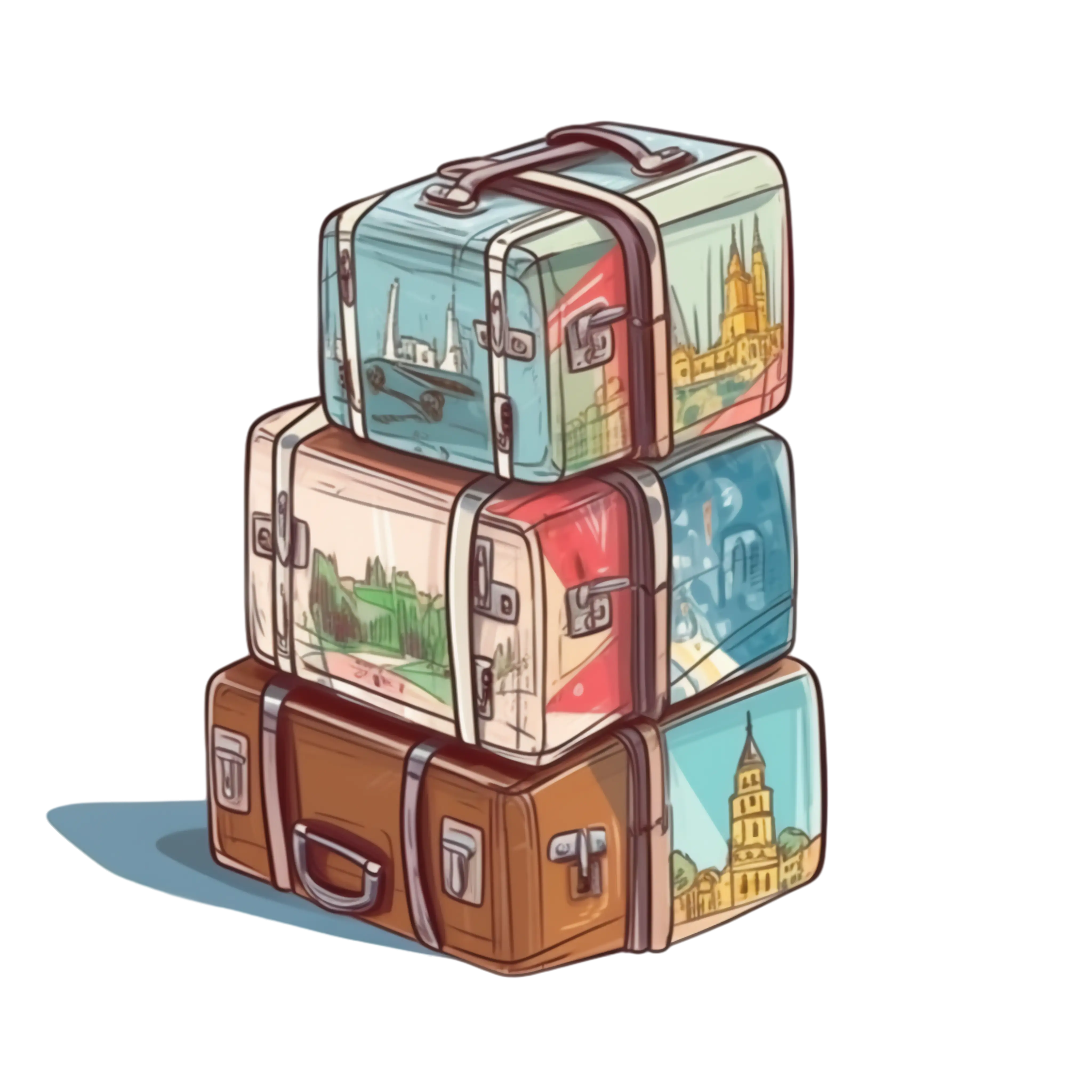Stacked Vintage Suitcases for Travel Enthusiasts