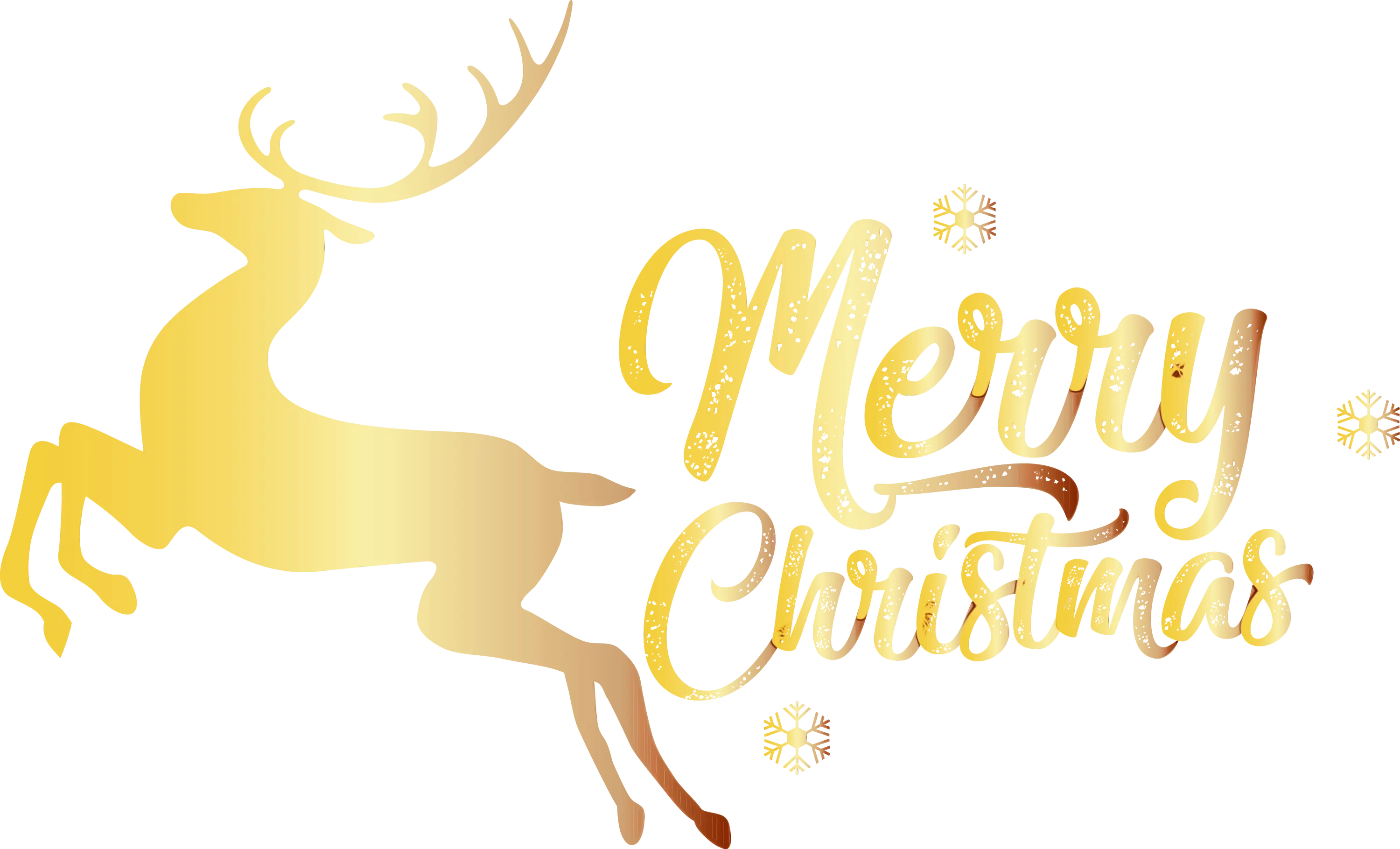 Golden Reindeer with Merry Christmas Text Design