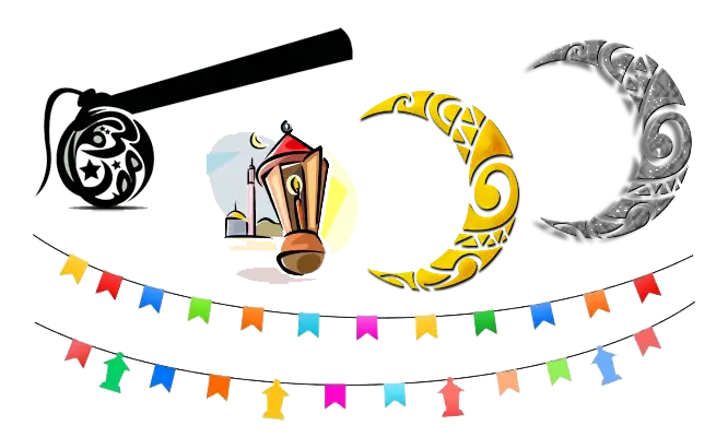Ramadan Decorations with Crescent Moons and Lantern