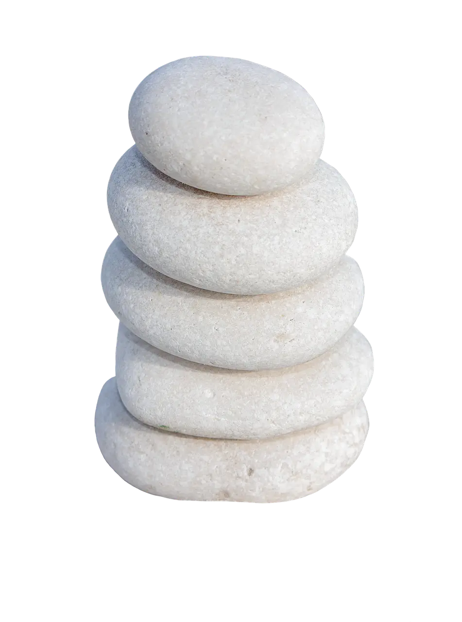 Stacked White Stones for Zen Garden
