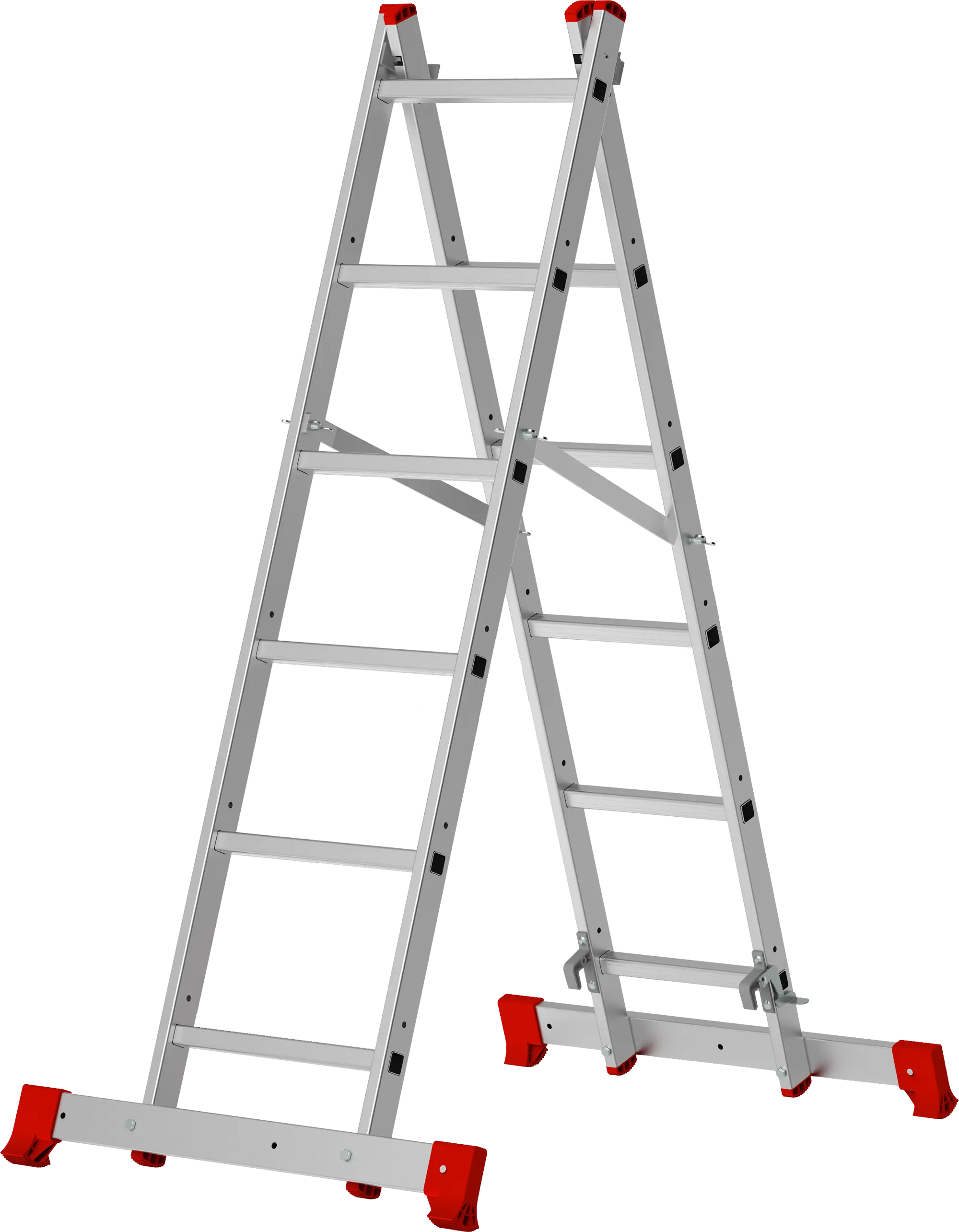 Foldable Metal Ladder with Red Caps on Feet