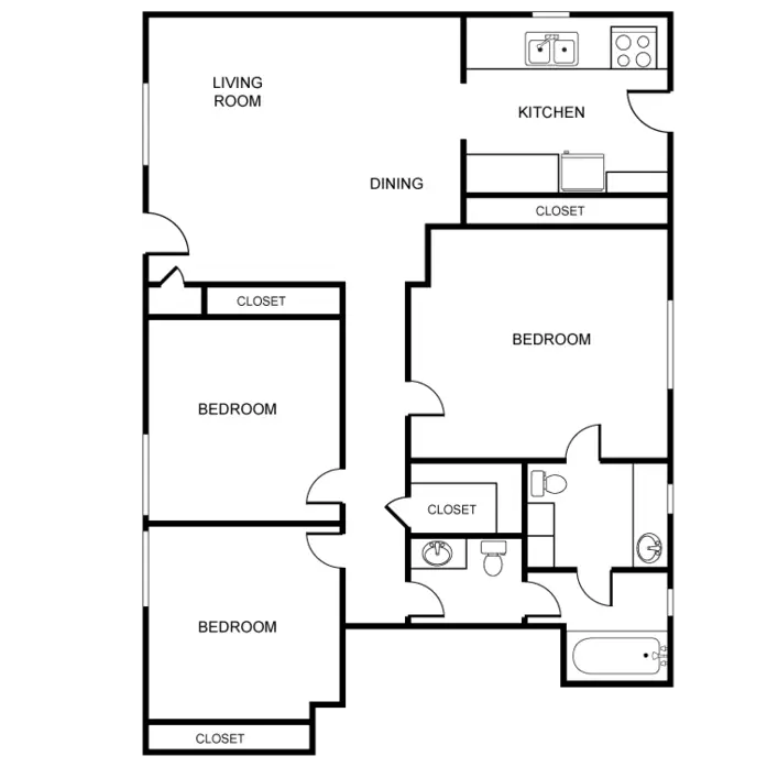 Apartment Floor Plan with Detailed Room Layouts
