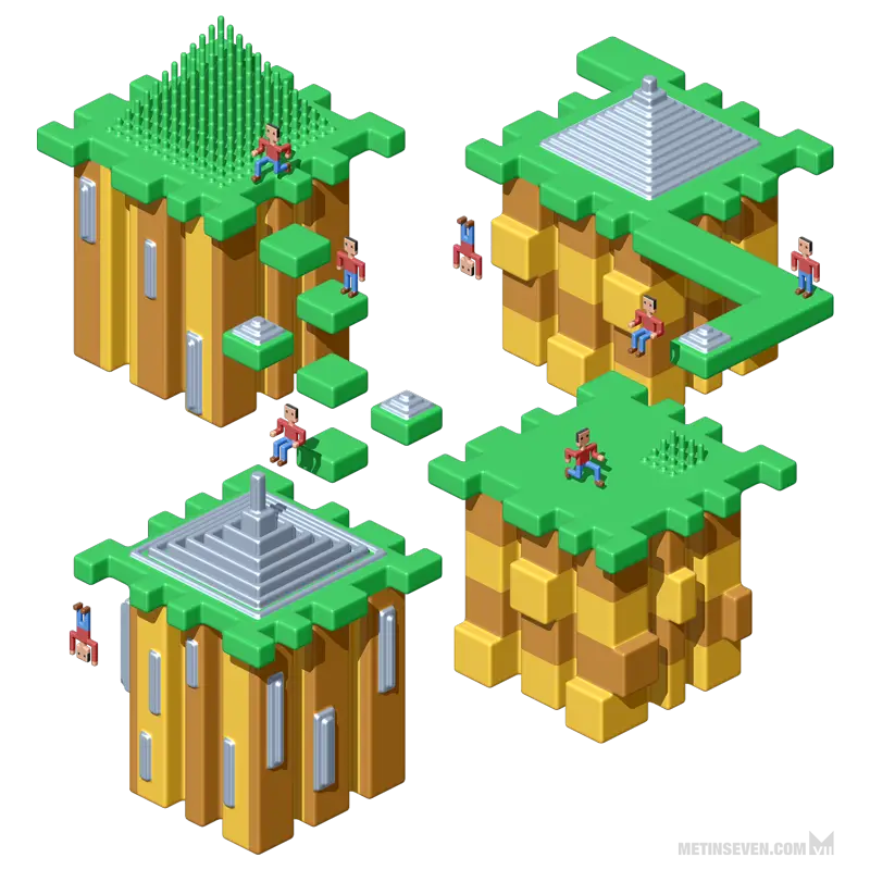 Isometric Floating Blocks
