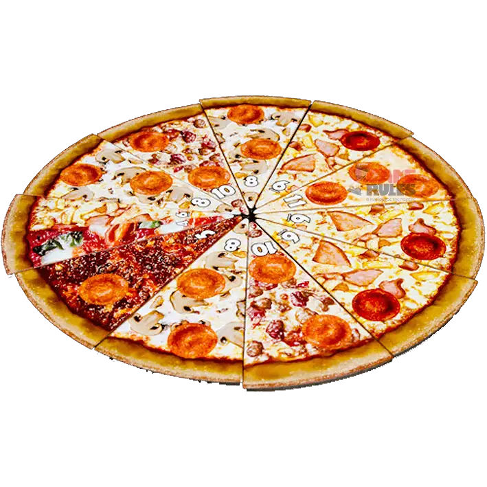 Assorted Pizza Slices in a Circular Arrangement
