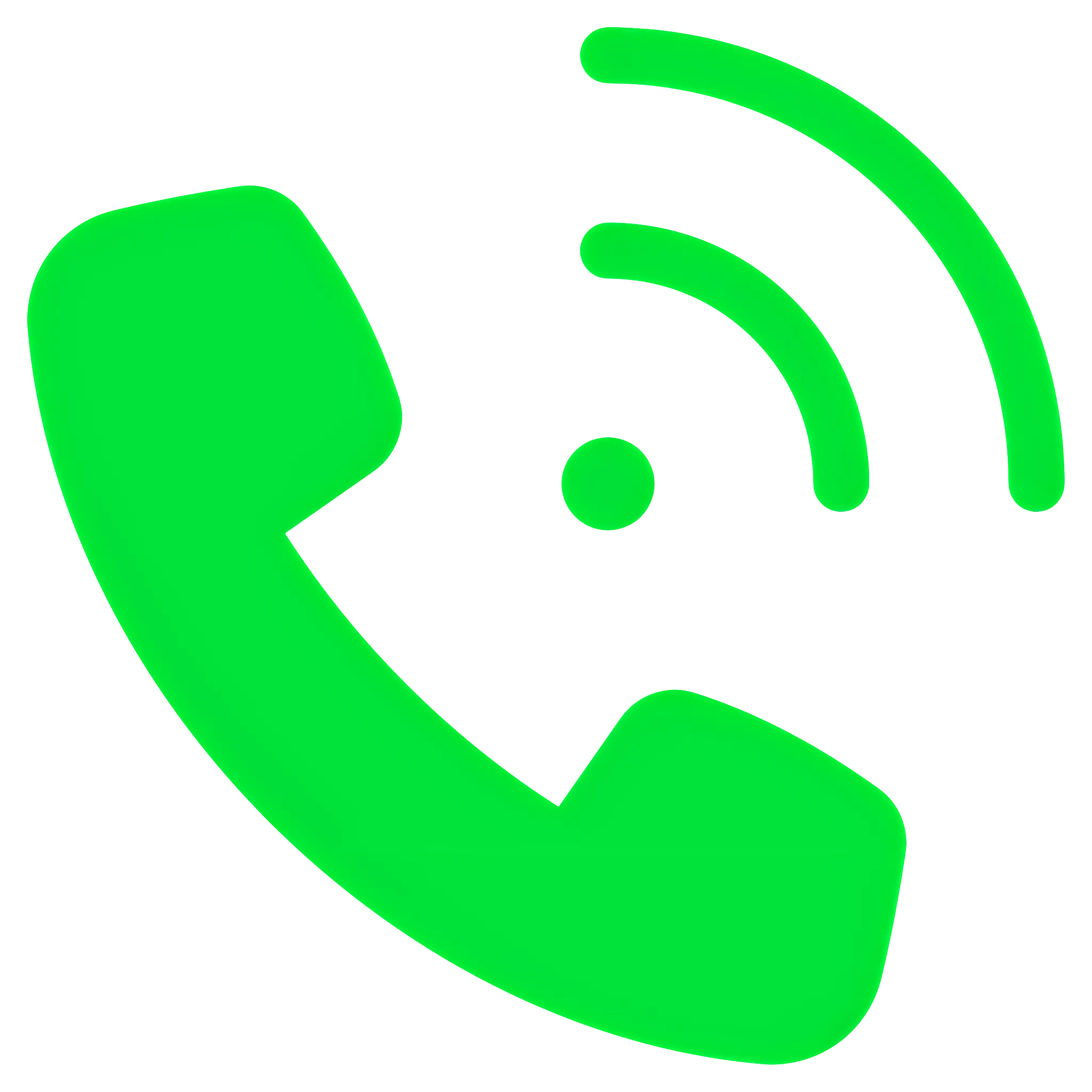Green Call Icon with Wireless Signal Design
