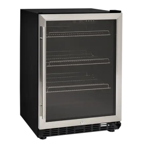Black Cabinet-Style Refrigerator with Glass Door