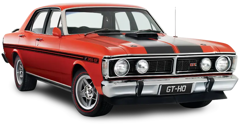 Red Classic Car with GT-HO Badge