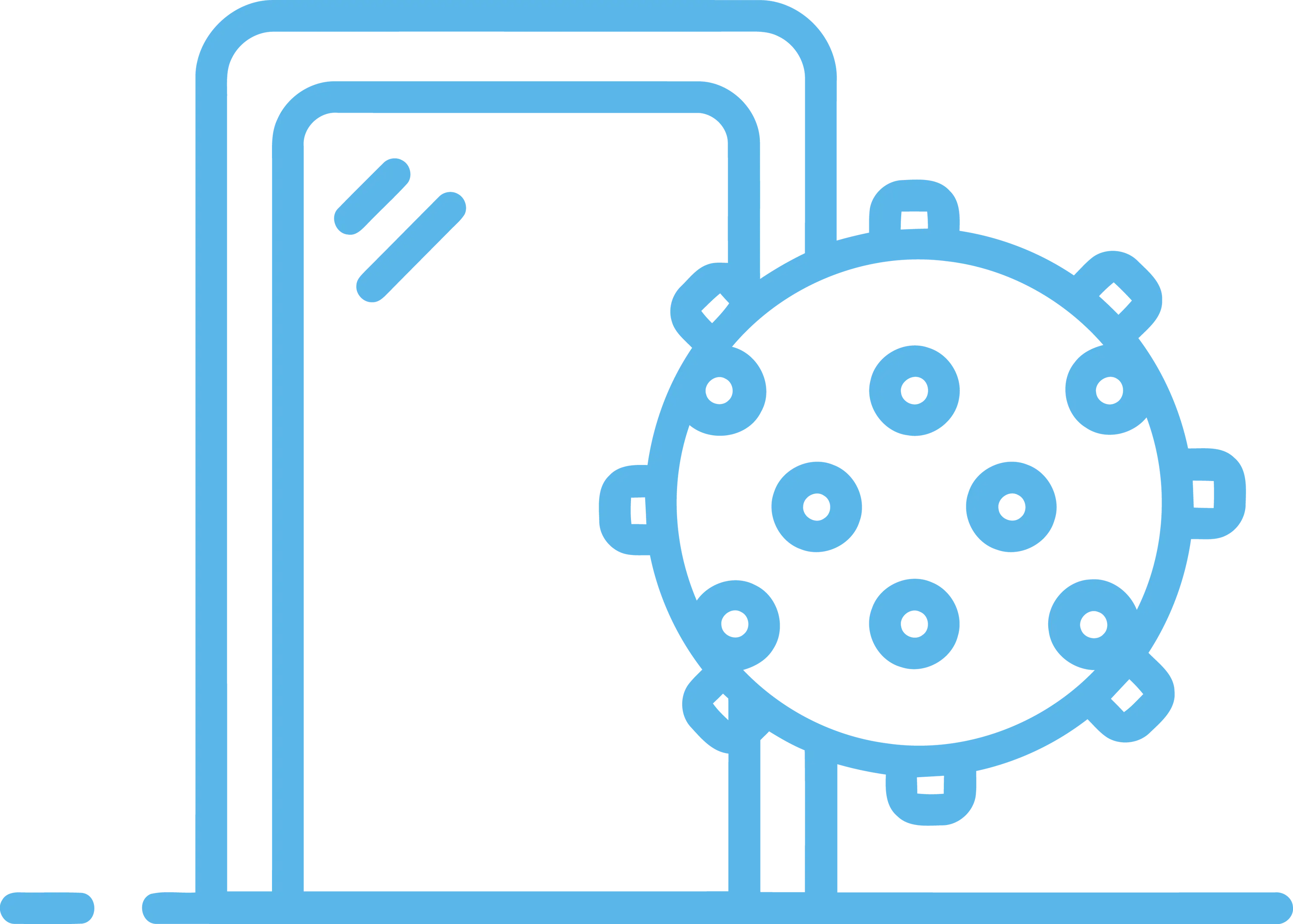 Blue Virus Icon for Health Awareness