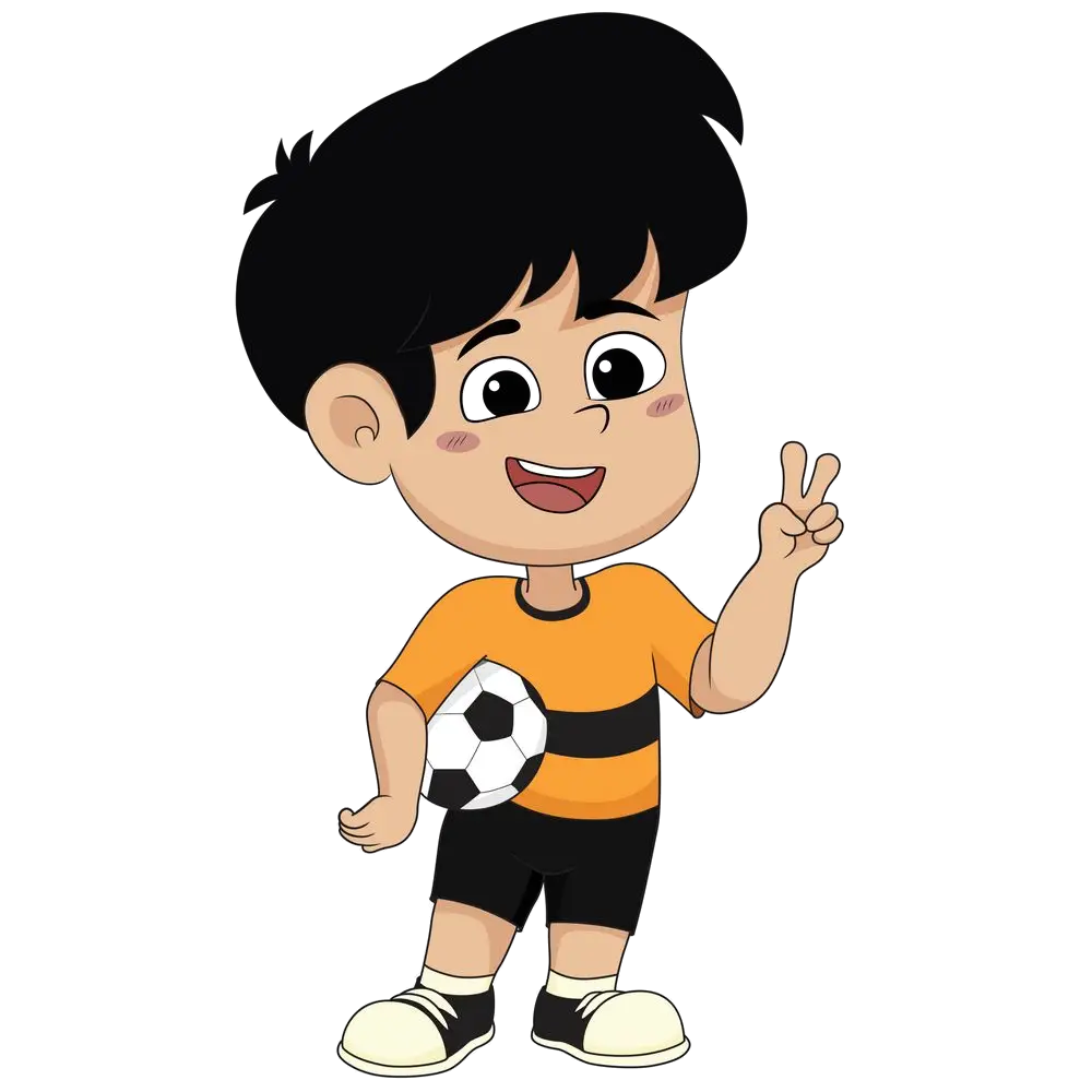 Cartoon Boy Holding a Soccer Ball