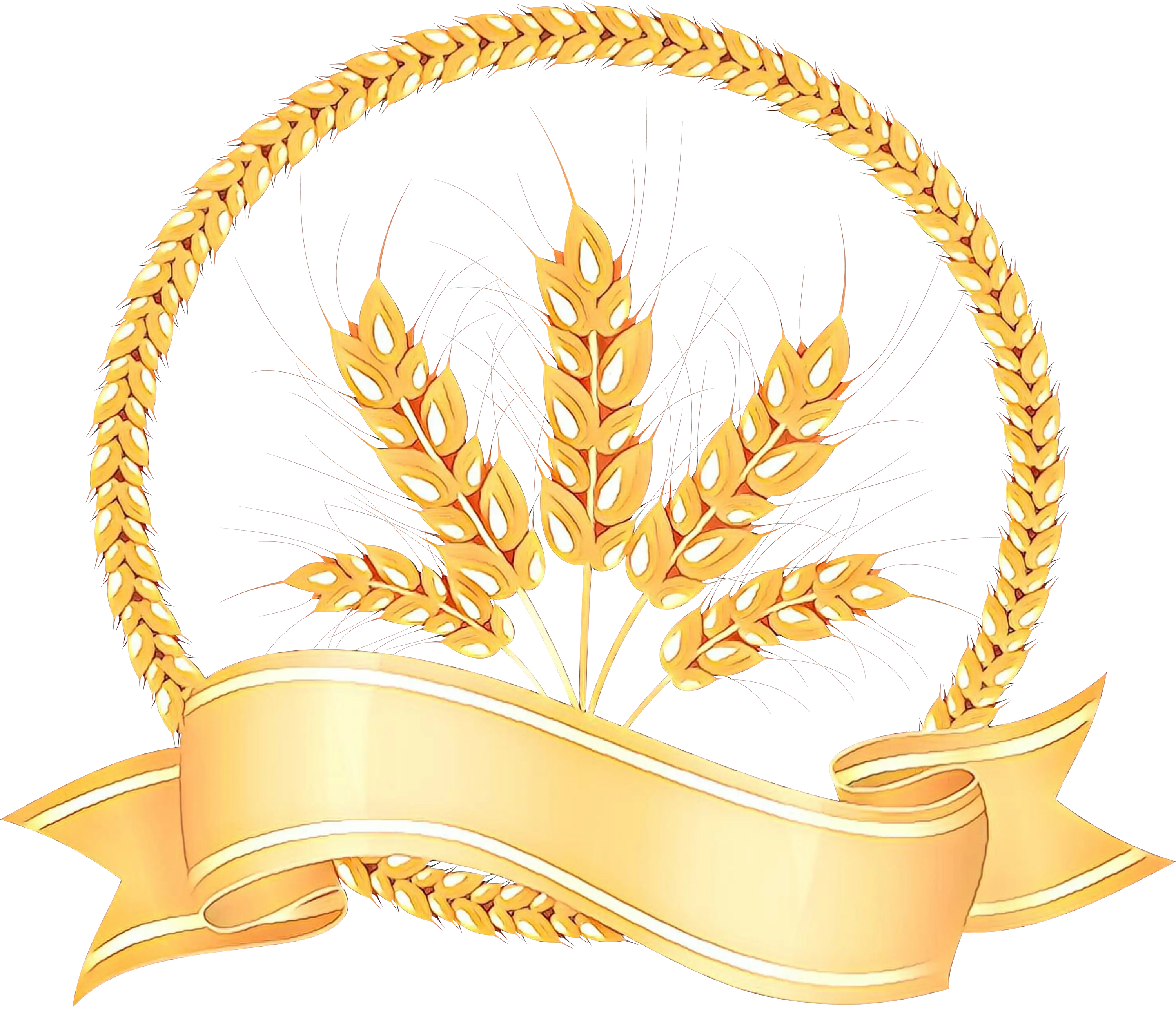 Golden Wheat Emblem with Ribbon