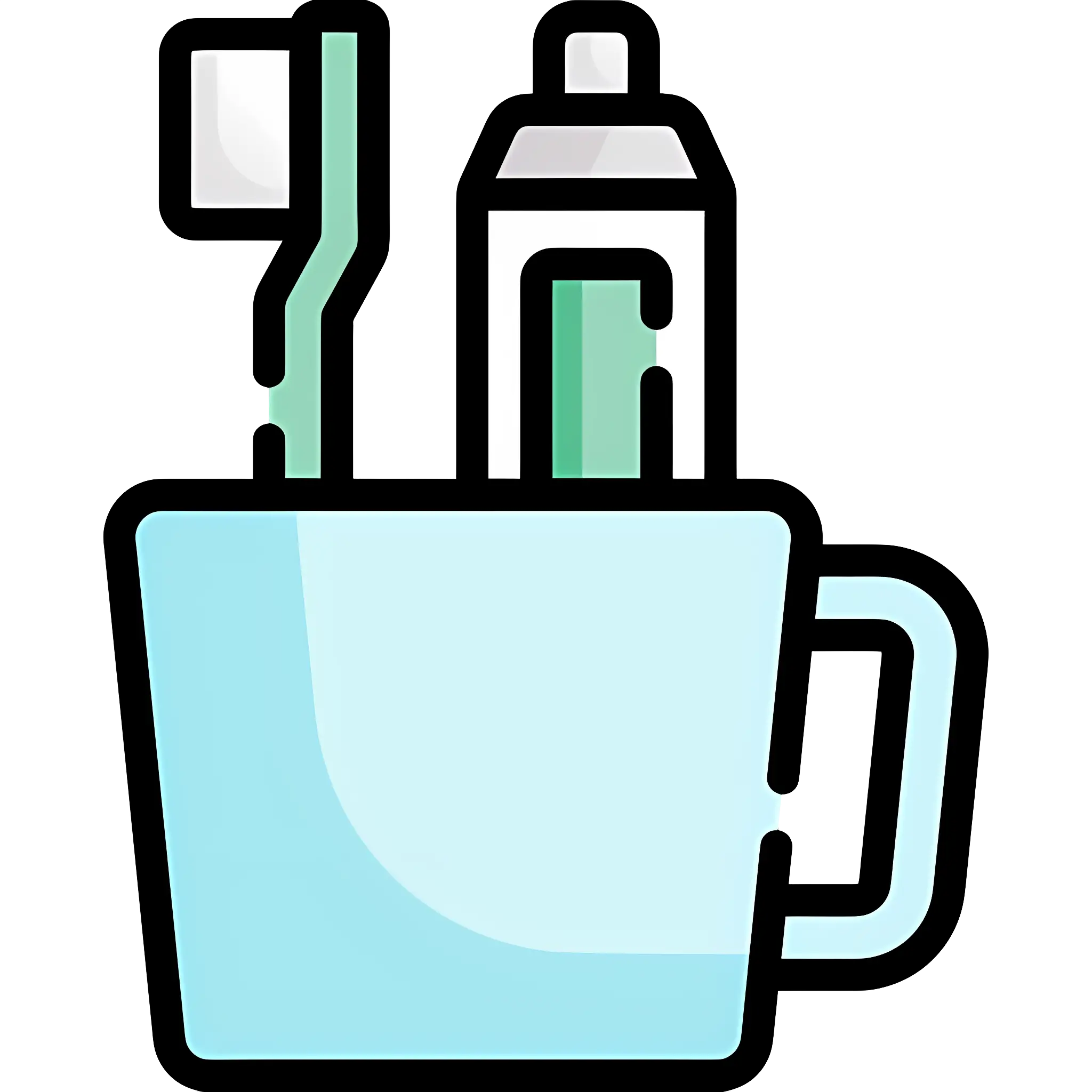 Toothbrush and Toothpaste in Cup