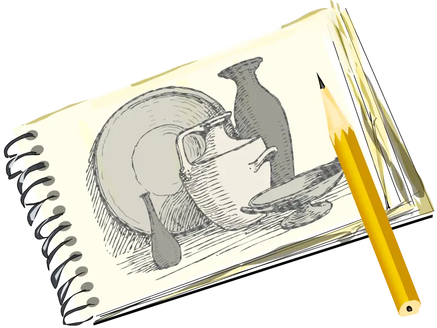 Art Sketching Notebook with Pencil Illustration