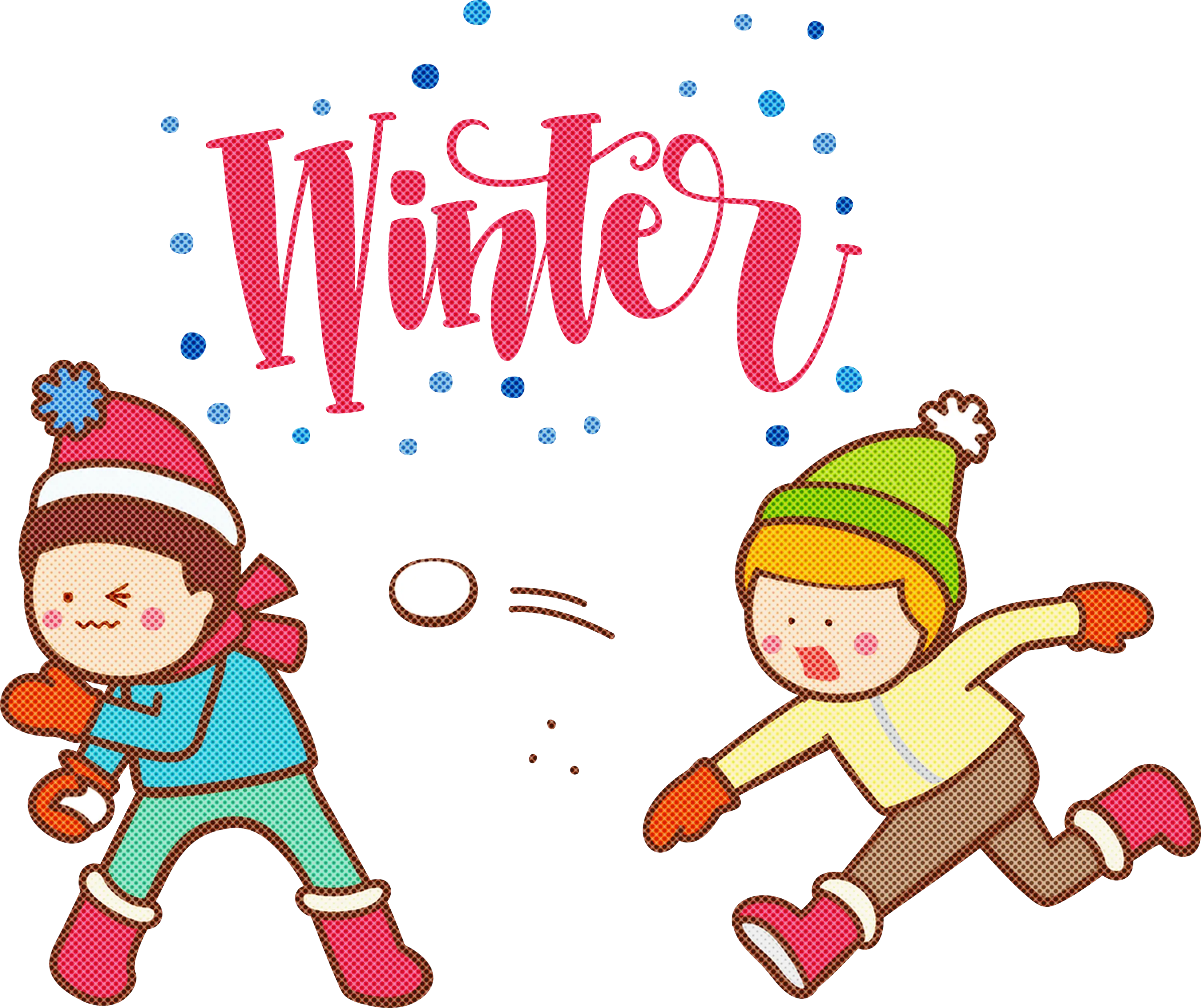 Children Playing in Snow with Winter Text