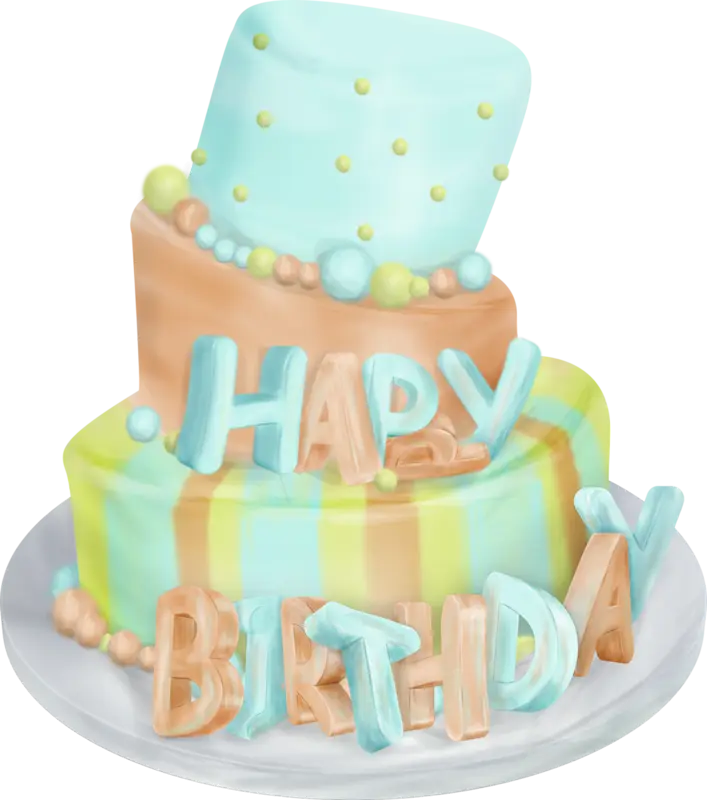 Colorful Birthday Cake with Icing