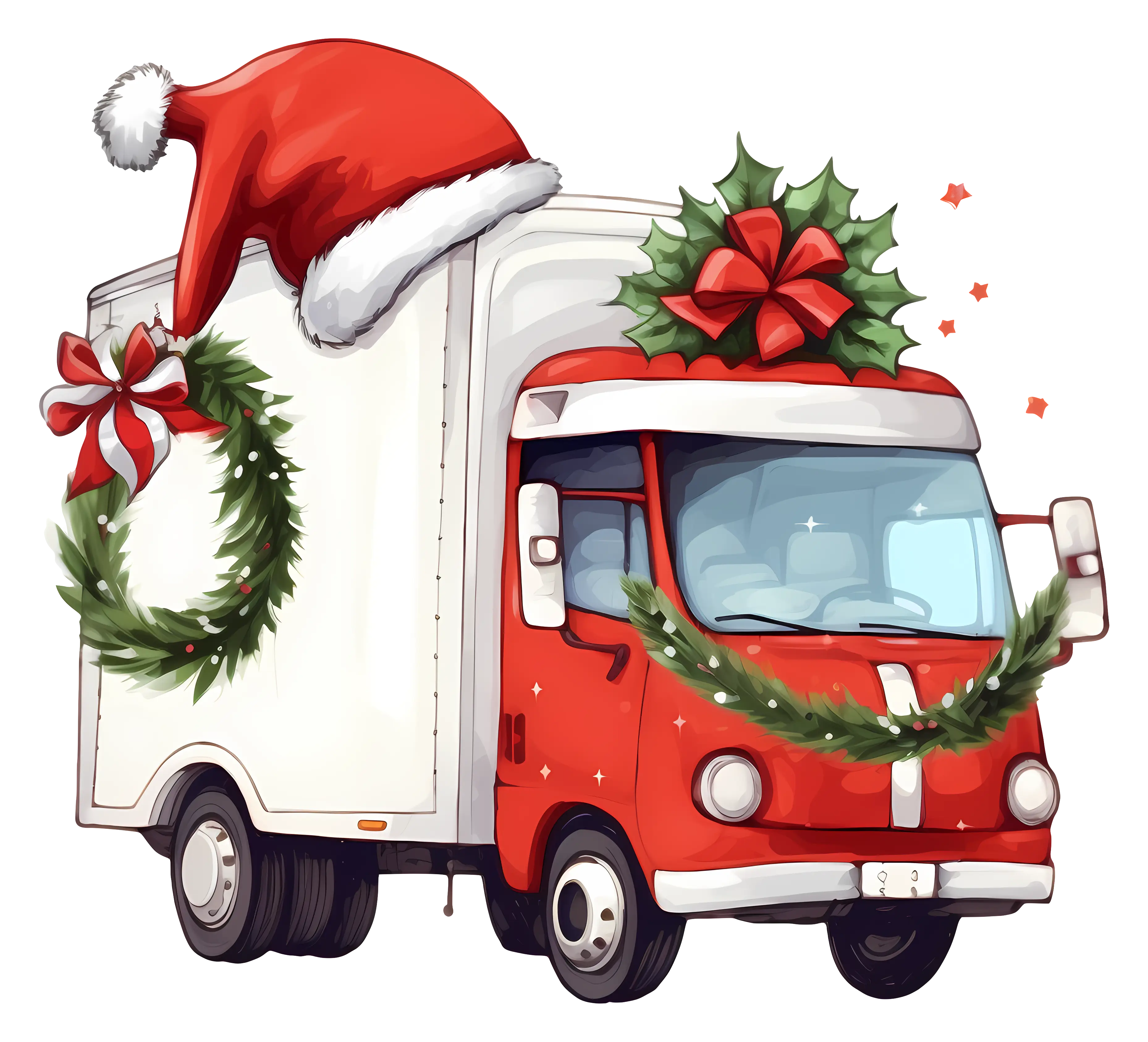 Red Christmas Truck with Holiday Decorations