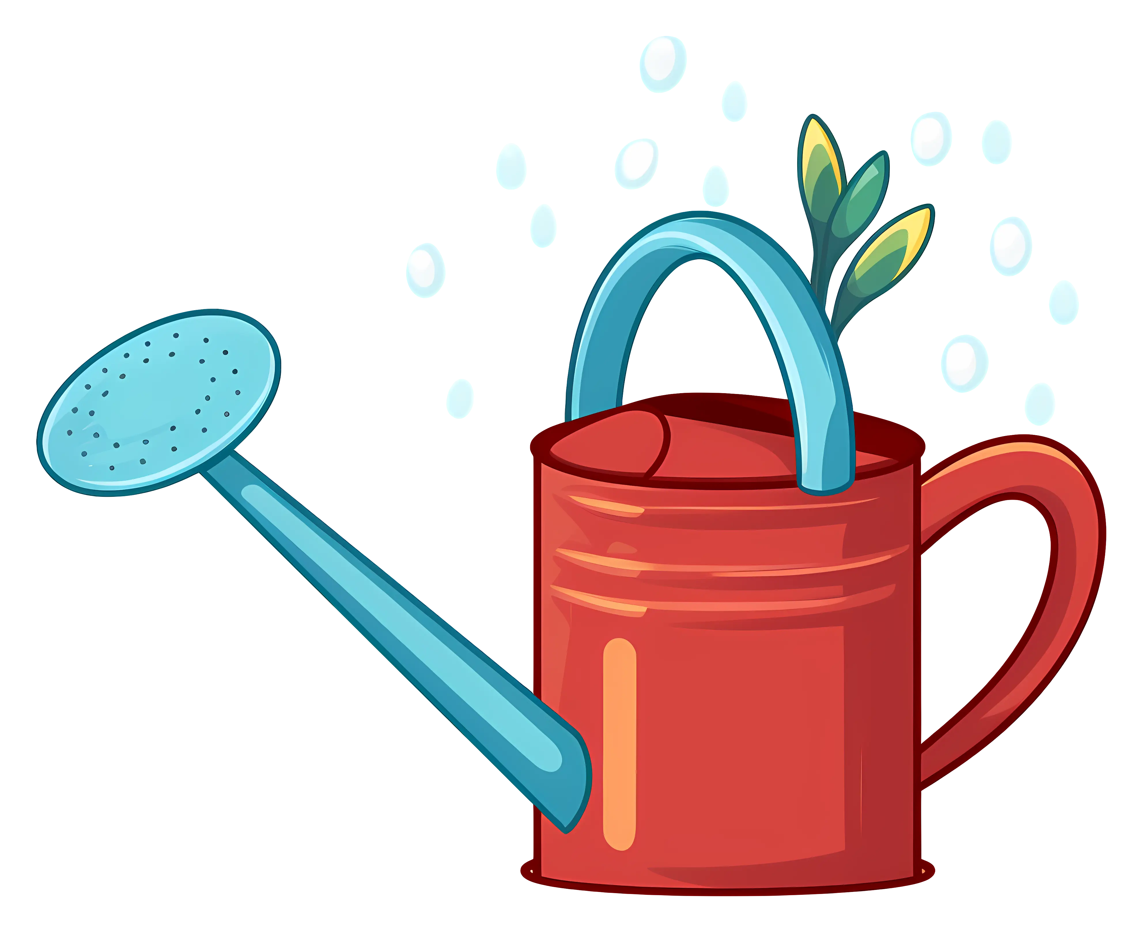Red Watering Can with Sprout