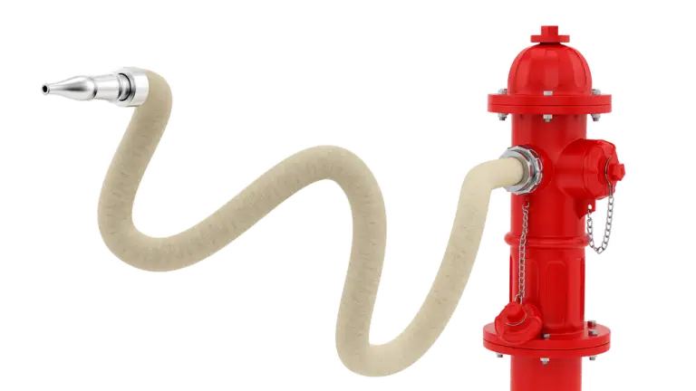 Red Fire Hydrant with Hose
