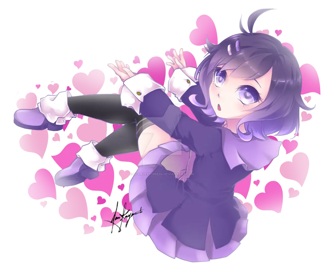 Cute Anime Girl with Hearts