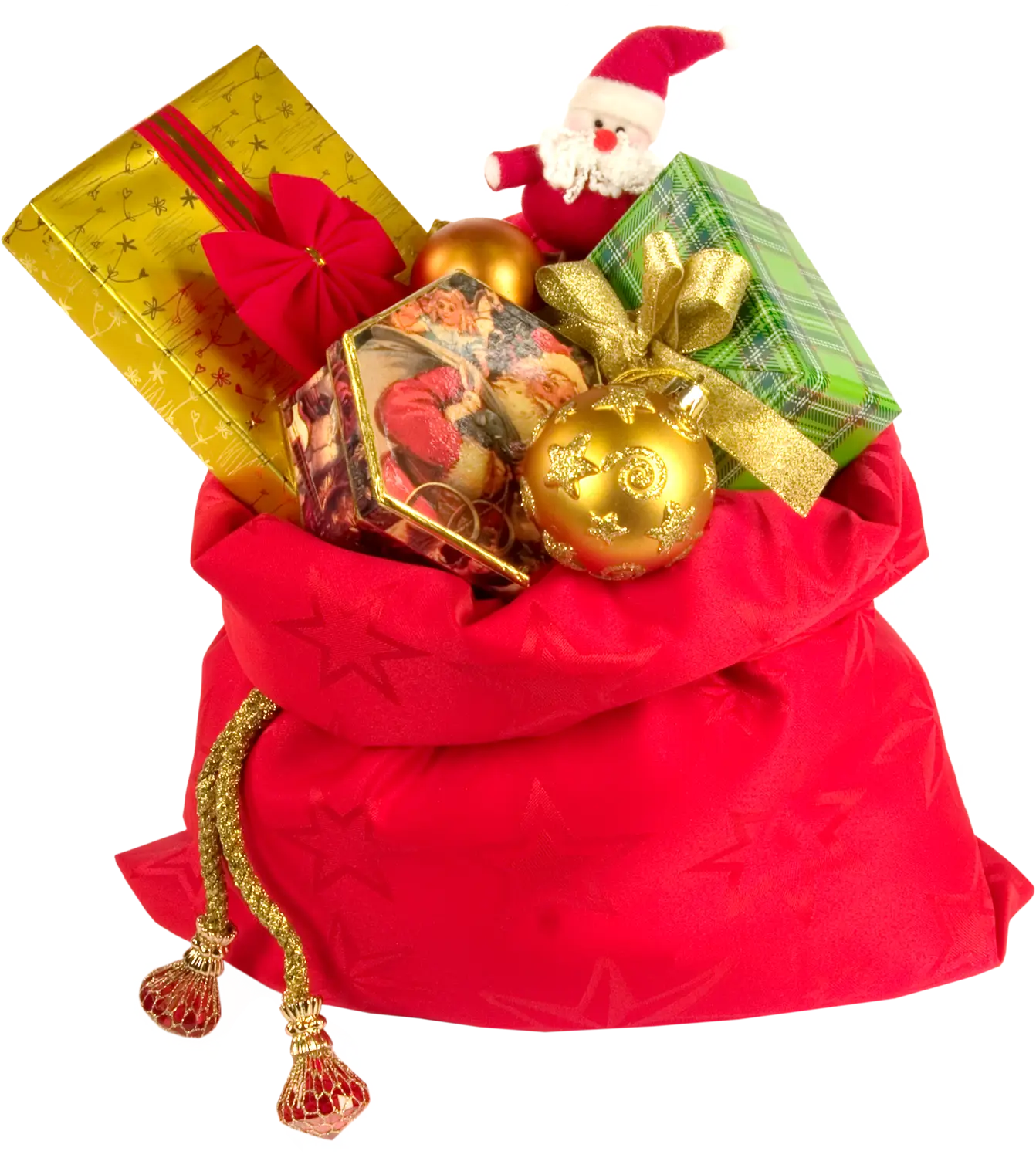 Red Christmas Gift Bag with Presents