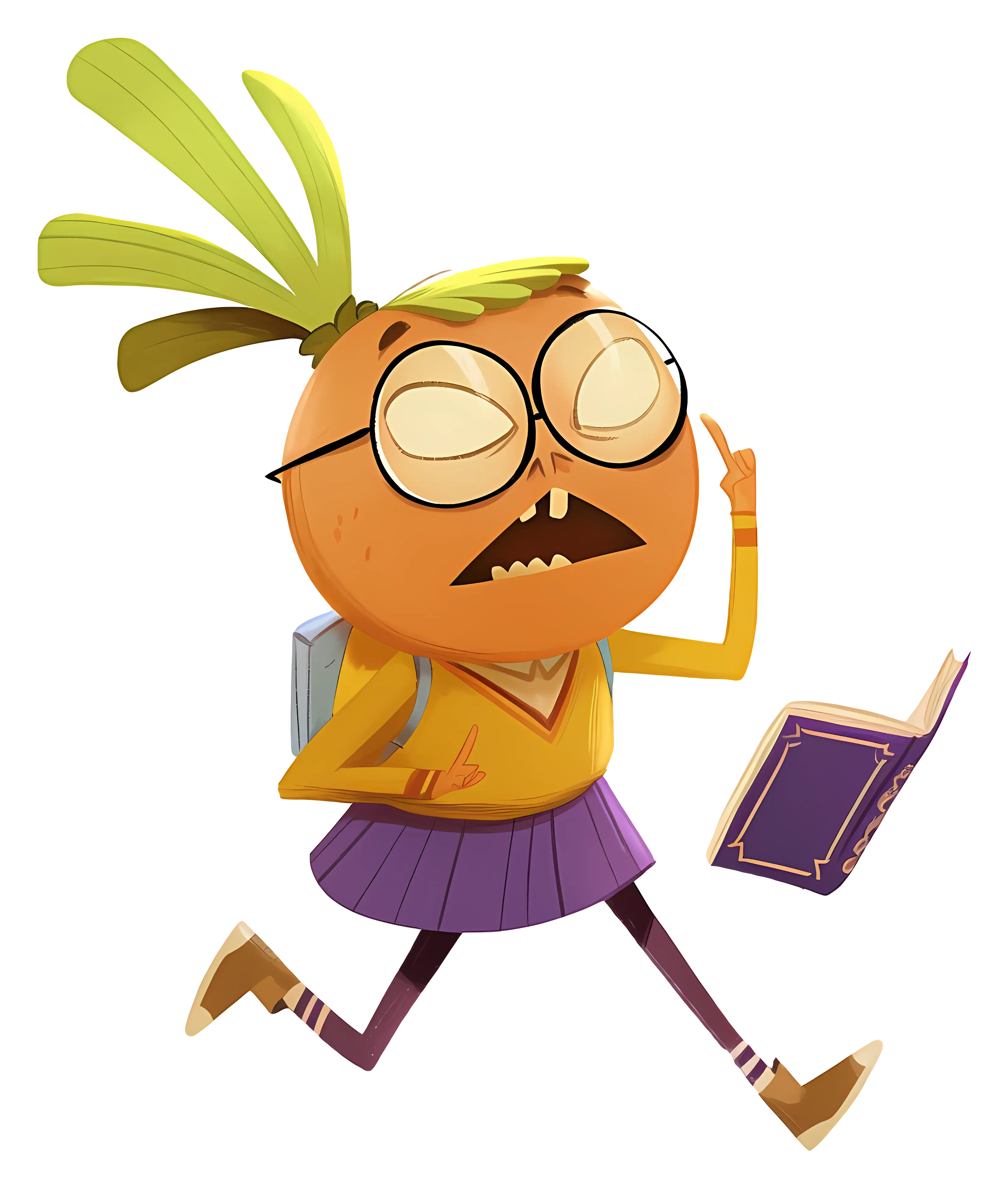 Orange Character with Book