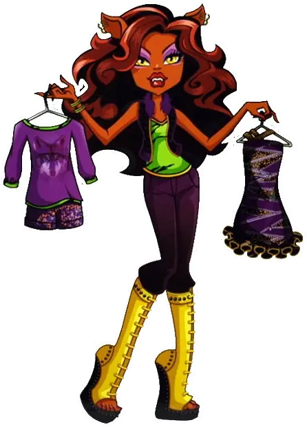Trendy Cartoon Fashionista with Outfits