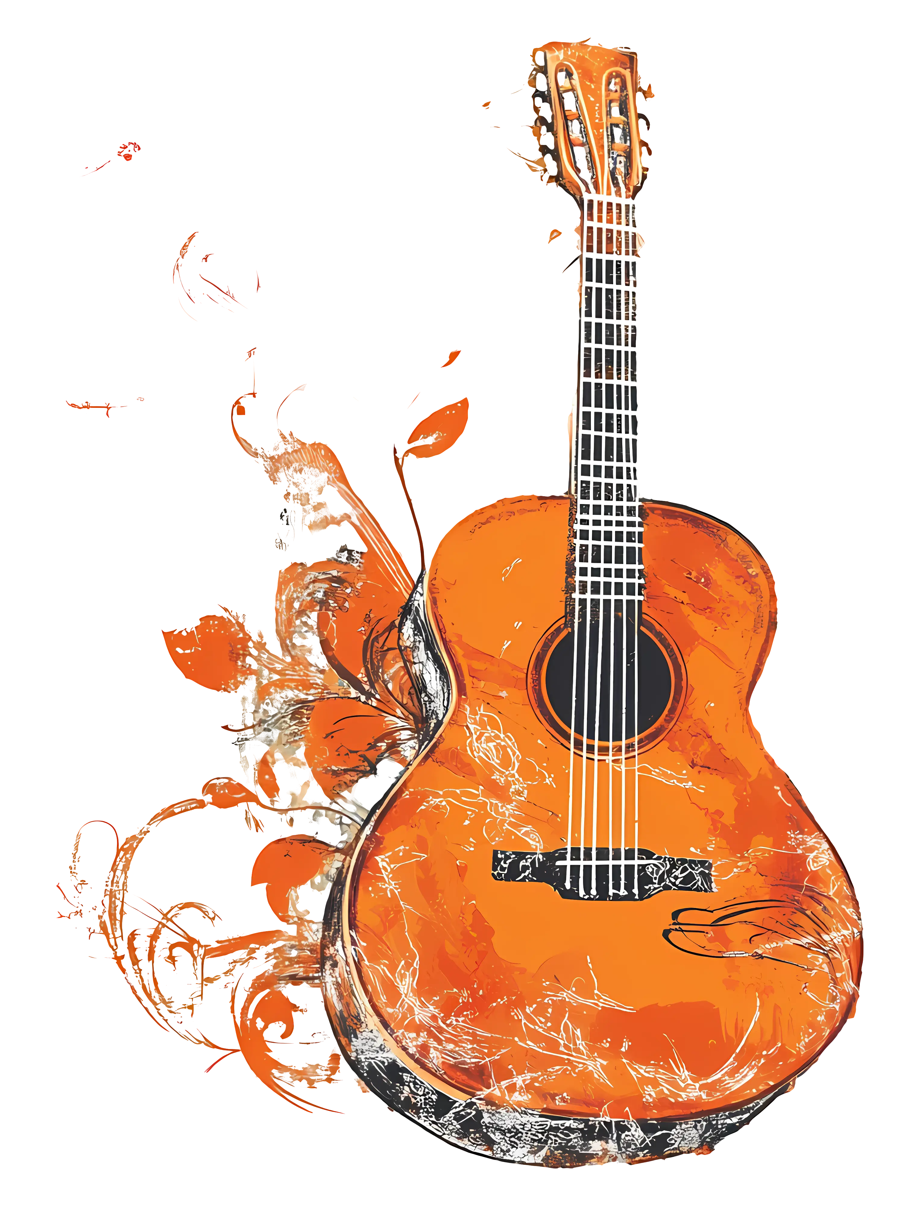 Artistic Orange Acoustic Guitar