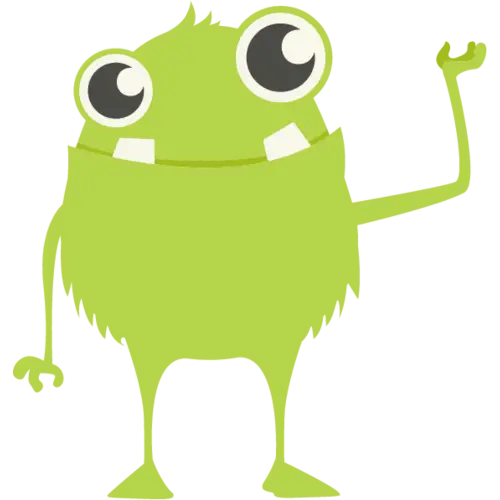Cute Green Monster Cartoon Waving